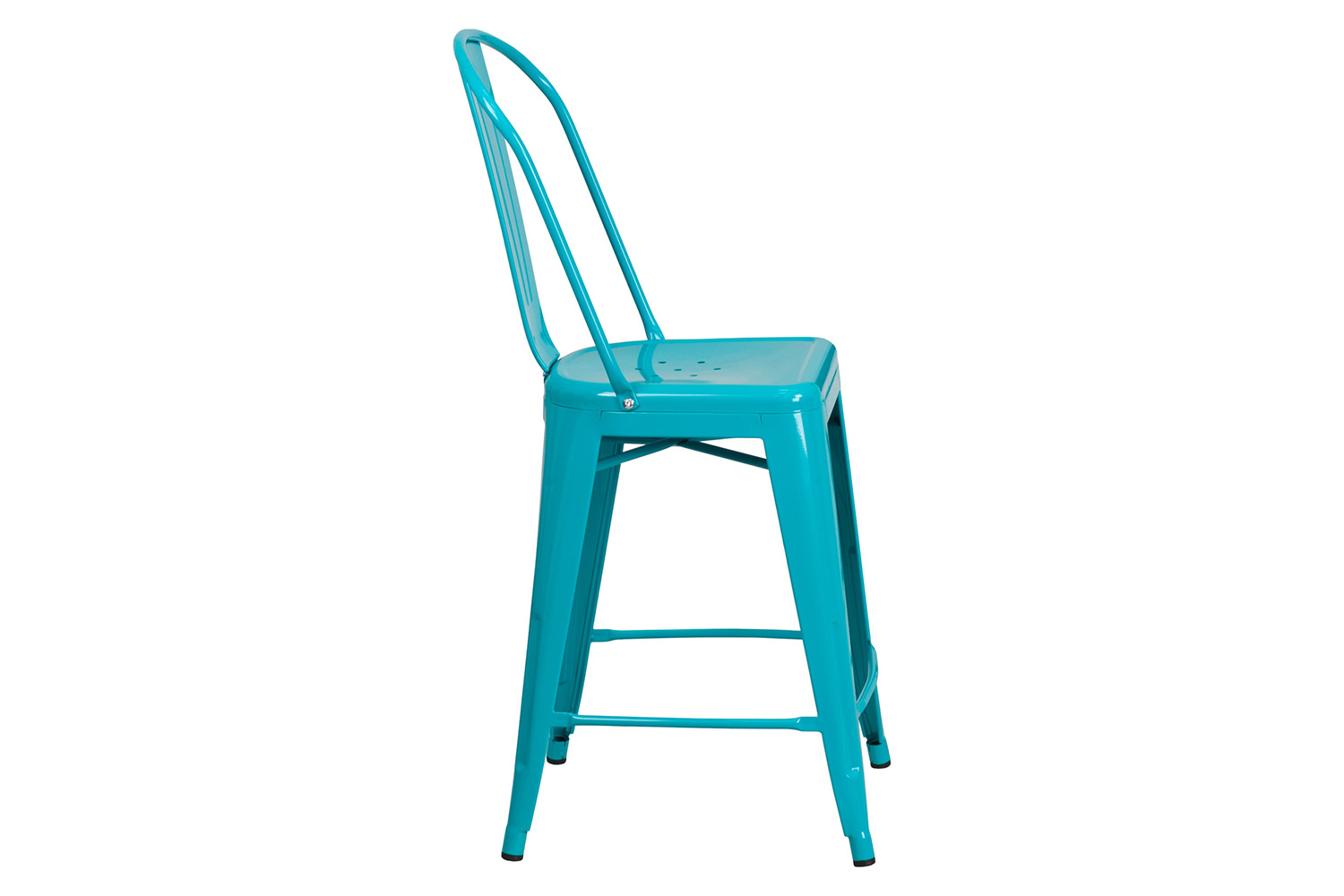 BLNK Carly Commercial Metal Indoor-Outdoor Counter Height Stool - Crystal Teal/Blue