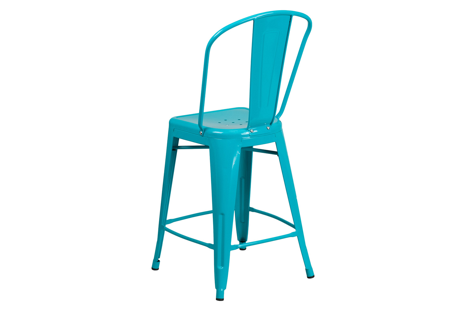 BLNK Carly Commercial Metal Indoor-Outdoor Counter Height Stool - Crystal Teal/Blue