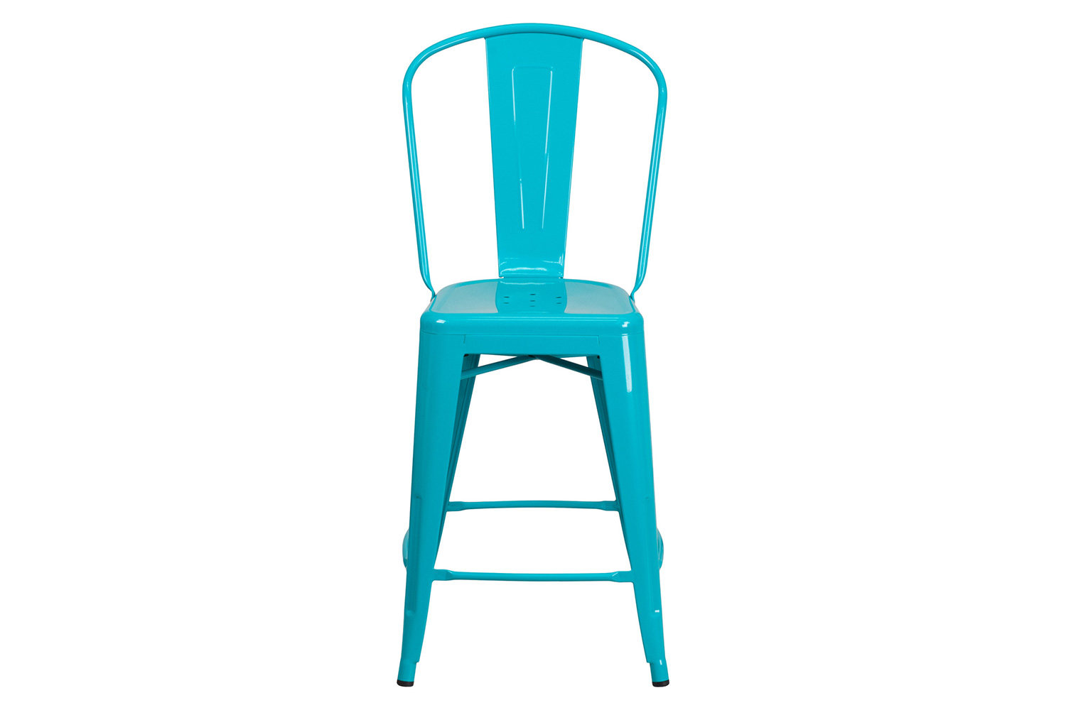 BLNK Carly Commercial Metal Indoor-Outdoor Counter Height Stool - Crystal Teal/Blue