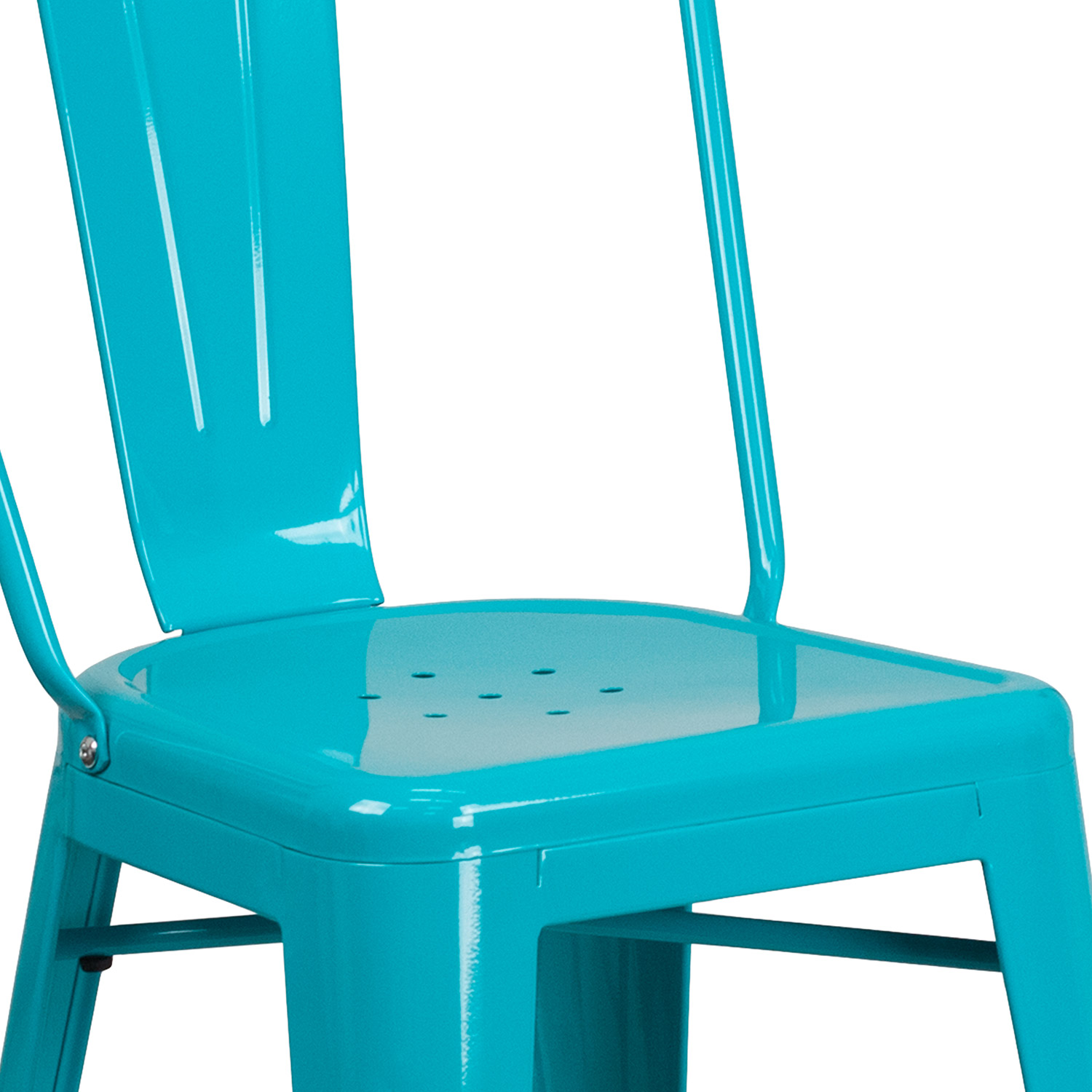 BLNK Carly Commercial Metal Indoor-Outdoor Counter Height Stool - Crystal Teal/Blue