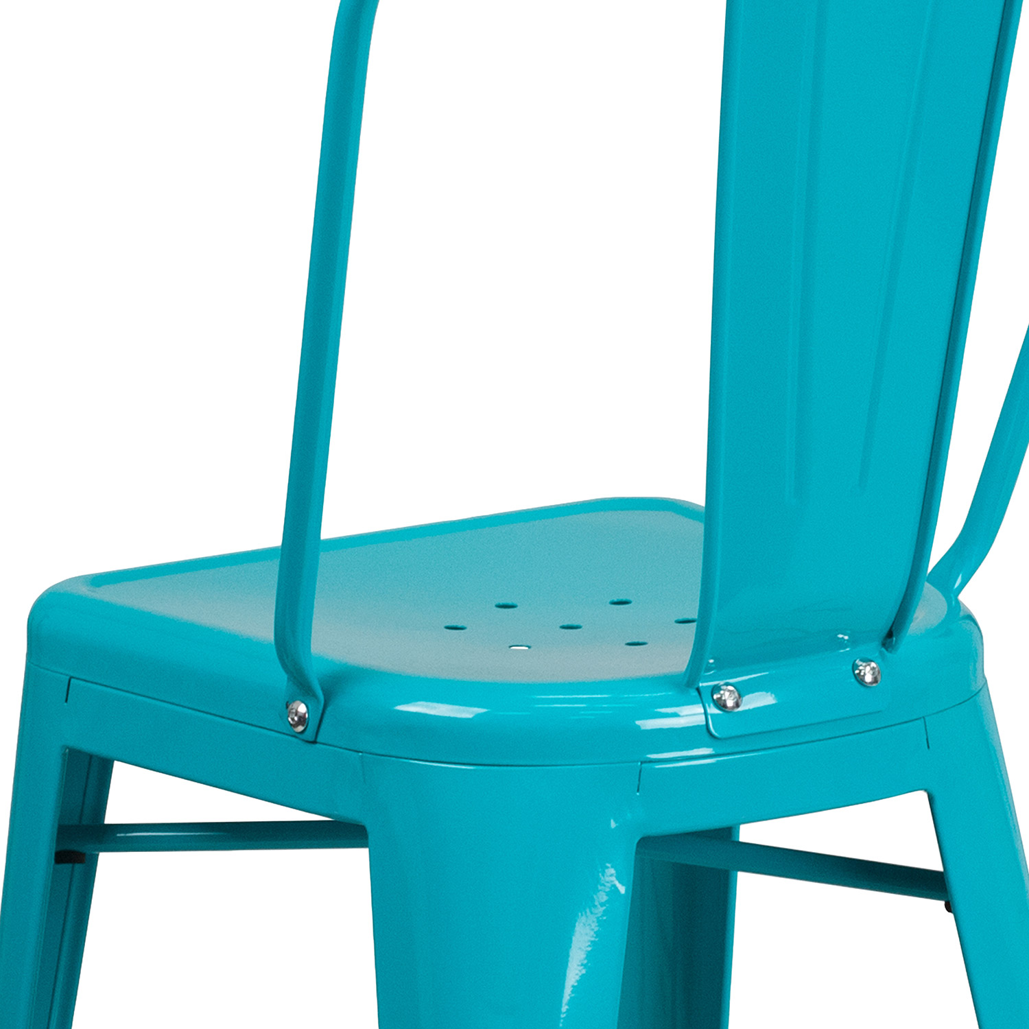 BLNK Carly Commercial Metal Indoor-Outdoor Counter Height Stool - Crystal Teal/Blue