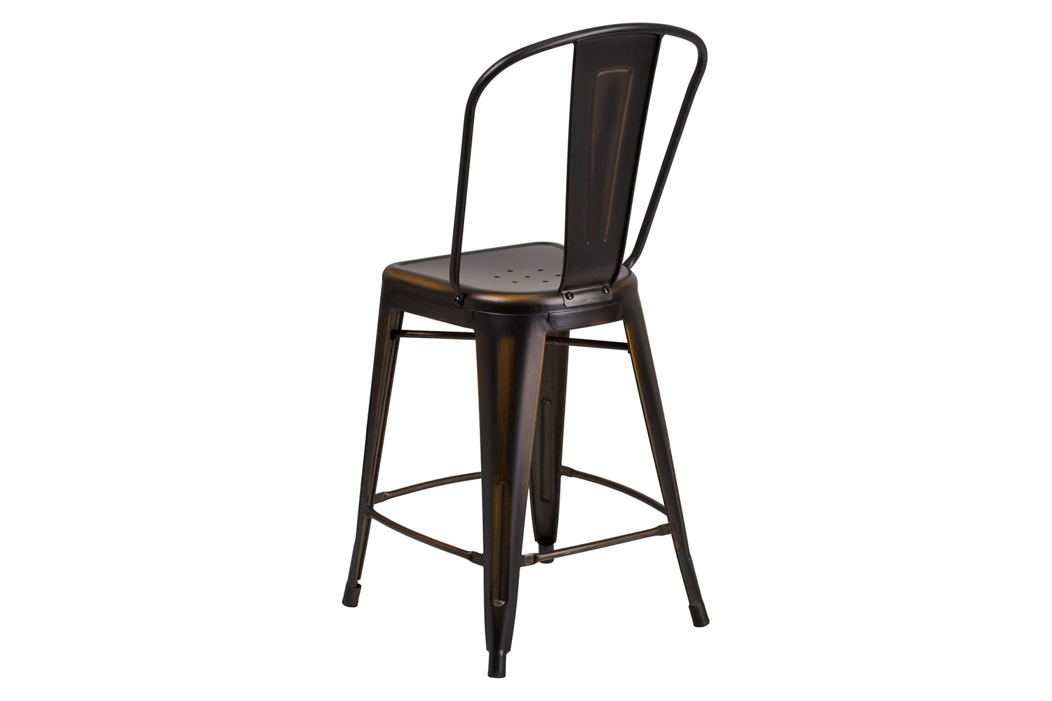 BLNK Carly Commercial Metal Distressed Indoor-Outdoor Counter Height Stool - Copper