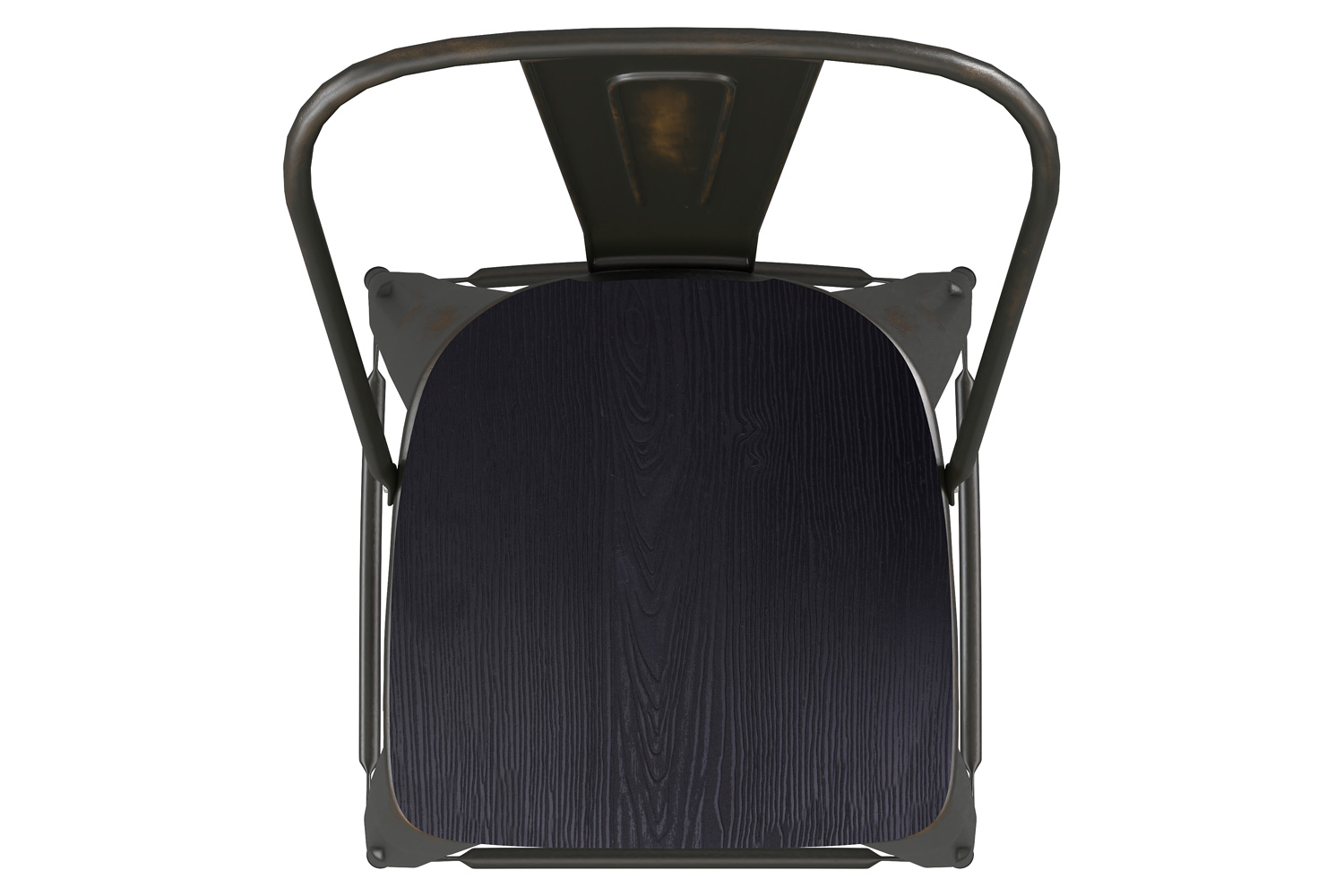 BLNK - Carly Commercial Indoor-Outdoor Copper Metal Counter Height Stool with Back with Black Poly Resin Wood Seat