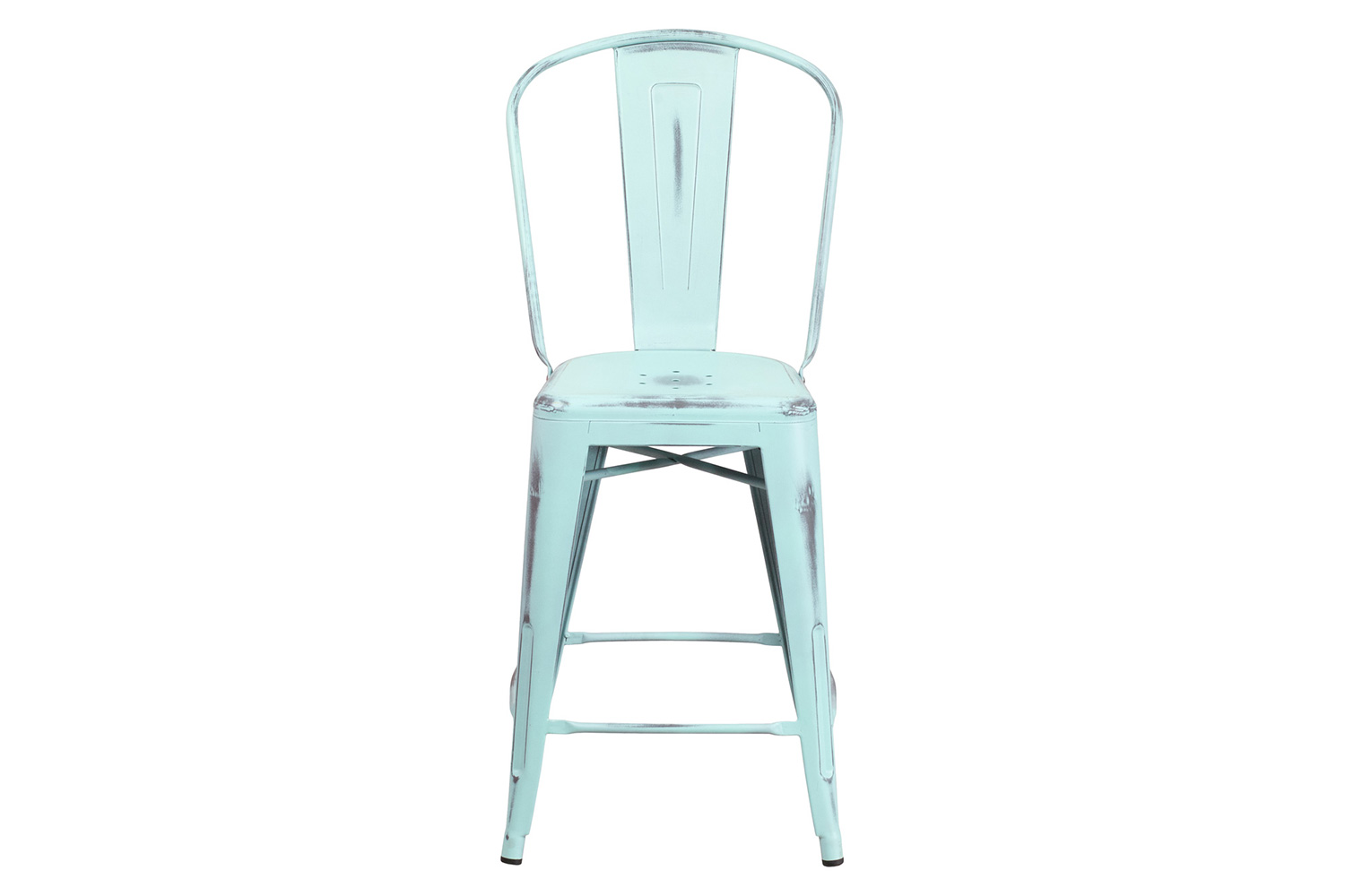 BLNK™ Carly Commercial Metal Distressed Indoor-Outdoor Counter Height Stool - Green/Blue