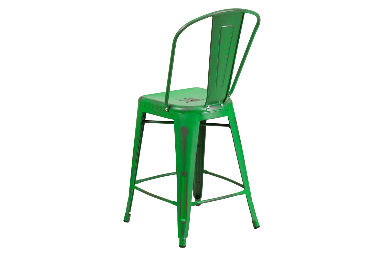 BLNK™ Carly Commercial Metal Distressed Indoor-Outdoor Counter Height Stool - Green