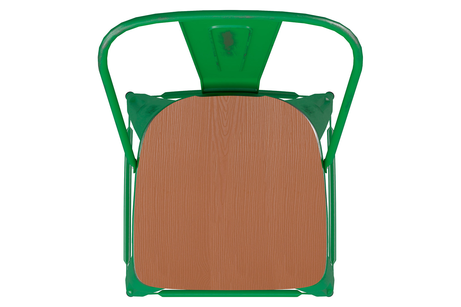 BLNK Carly Commercial Metal Indoor-Outdoor Counter Height Stool with Poly Resin Wood Seat - Green/Teak