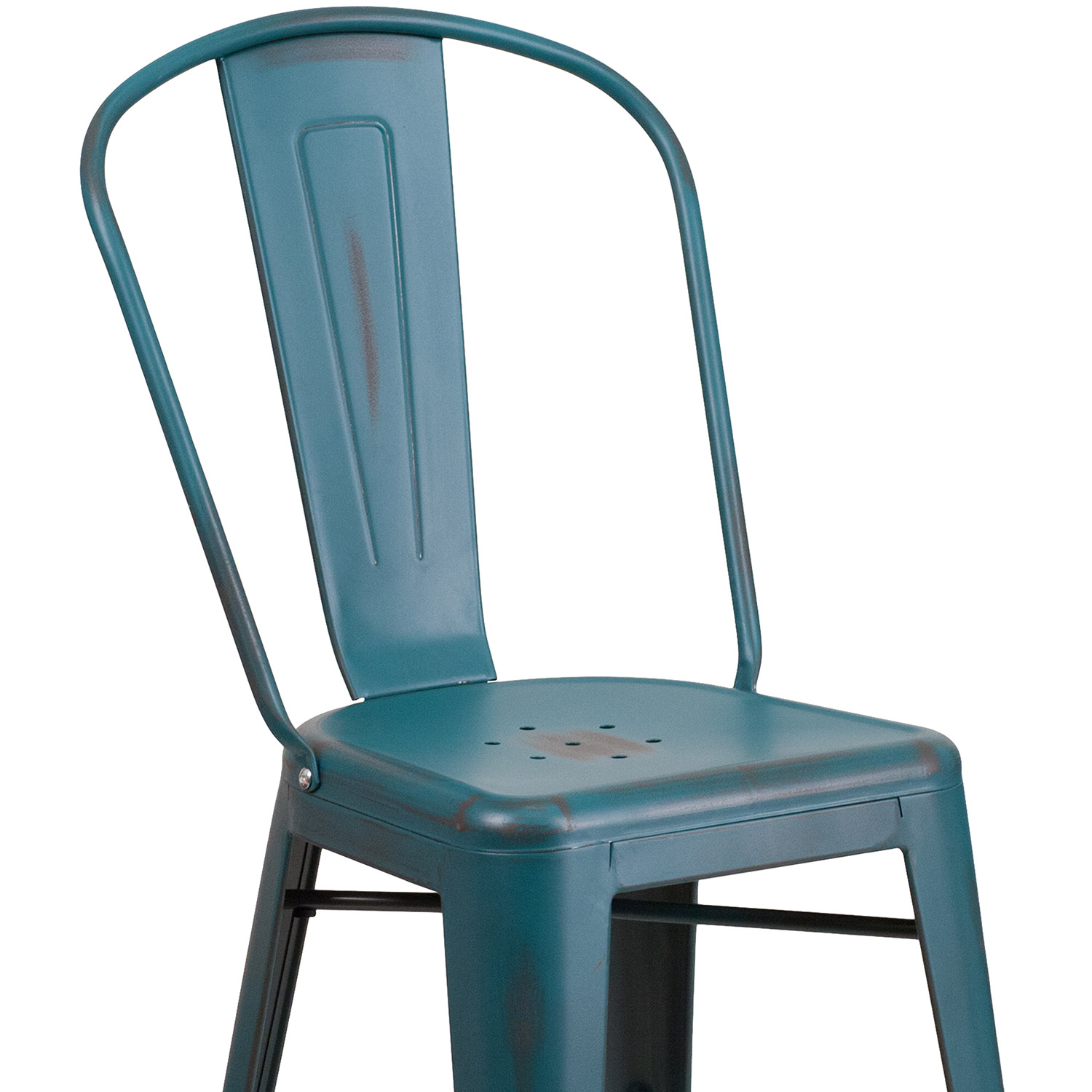 BLNK™ Carly Commercial Metal Distressed Indoor-Outdoor Counter Height Stool - Kelly Blue/Teal