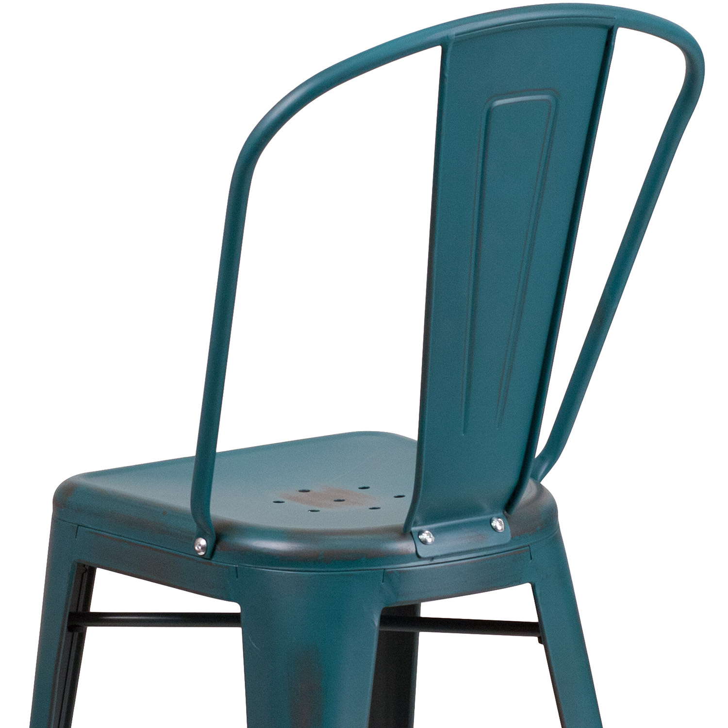 BLNK™ Carly Commercial Metal Distressed Indoor-Outdoor Counter Height Stool - Kelly Blue/Teal