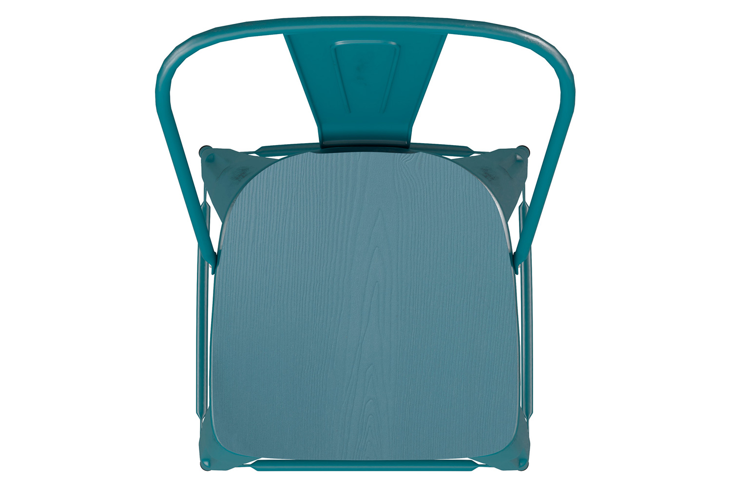 BLNK Carly Commercial Metal Indoor-Outdoor Counter Height Stool with Poly Resin Wood Seat - Kelly Blue-Teal/Teal-Blue