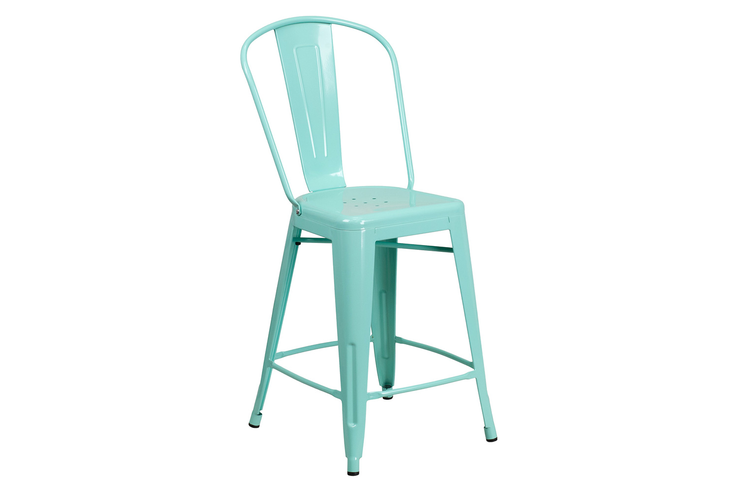 BLNK Carly Commercial Metal Indoor-Outdoor Counter Height Stool - Mint Green