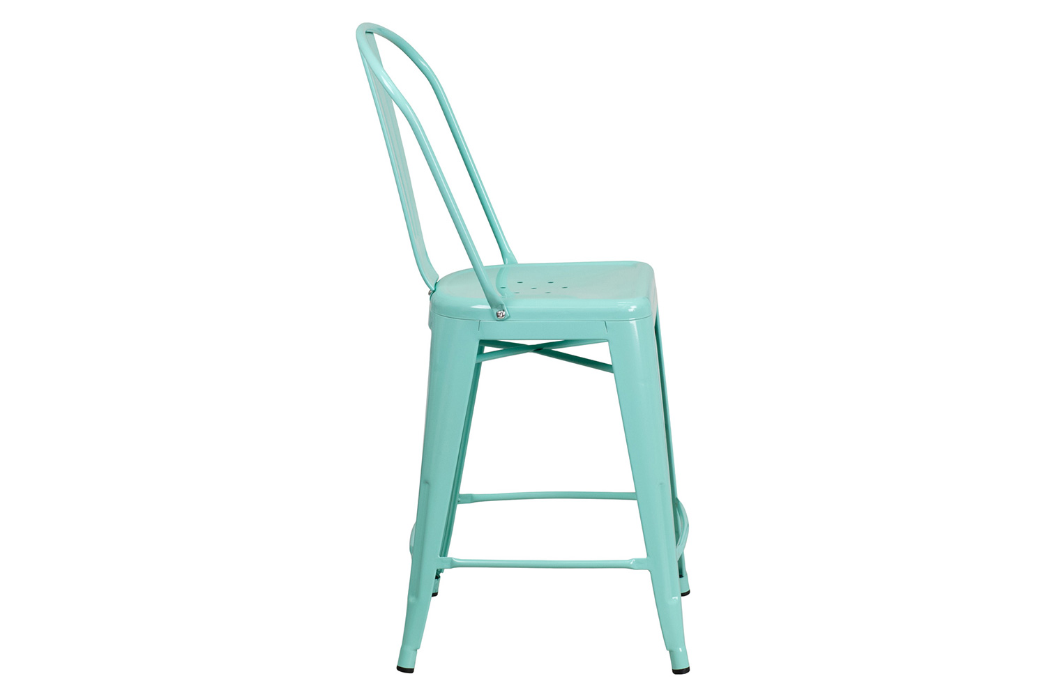 BLNK Carly Commercial Metal Indoor-Outdoor Counter Height Stool - Mint Green