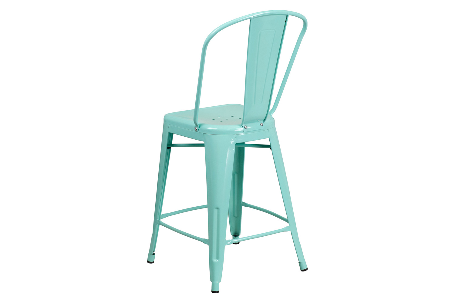 BLNK Carly Commercial Metal Indoor-Outdoor Counter Height Stool - Mint Green