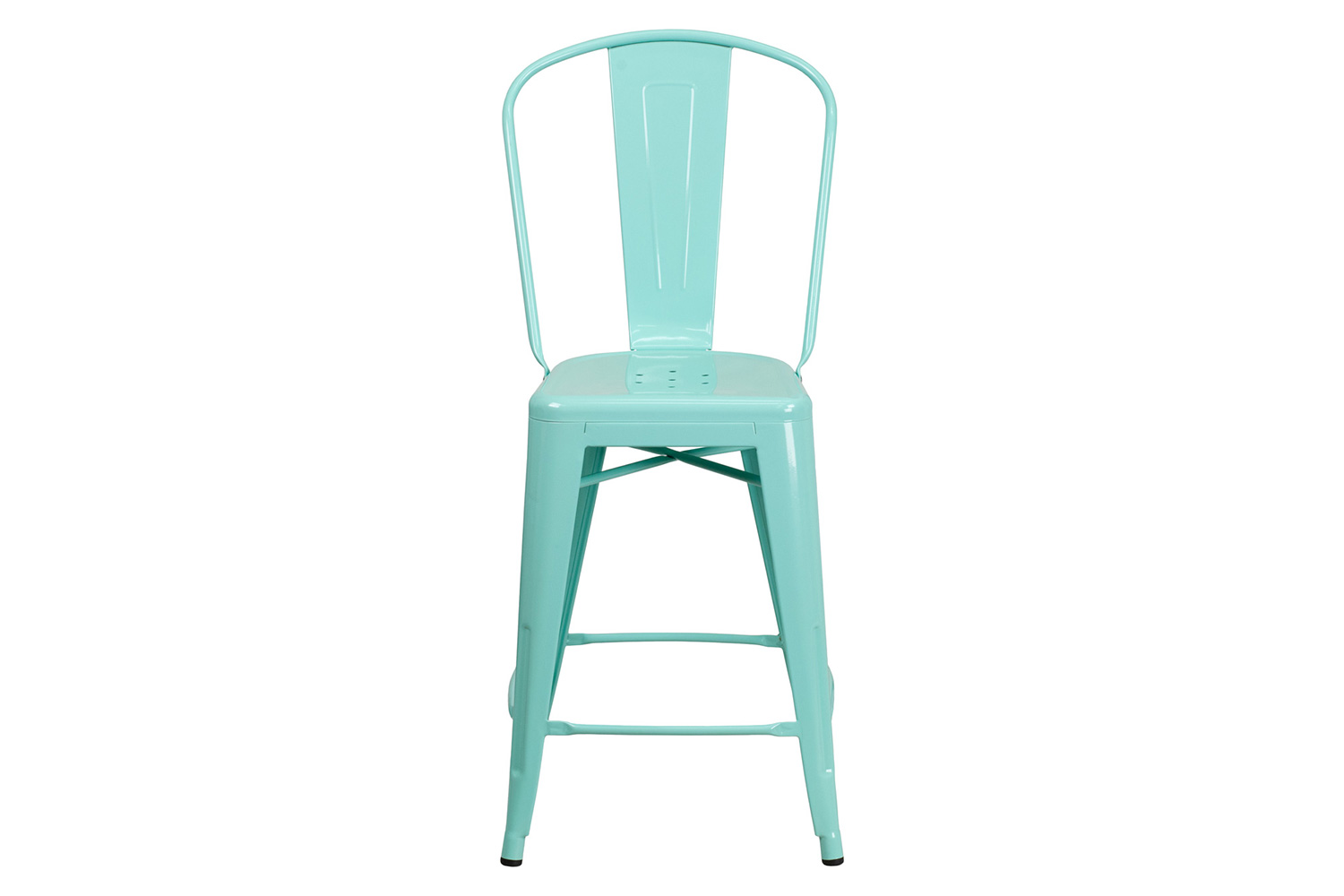 BLNK Carly Commercial Metal Indoor-Outdoor Counter Height Stool - Mint Green