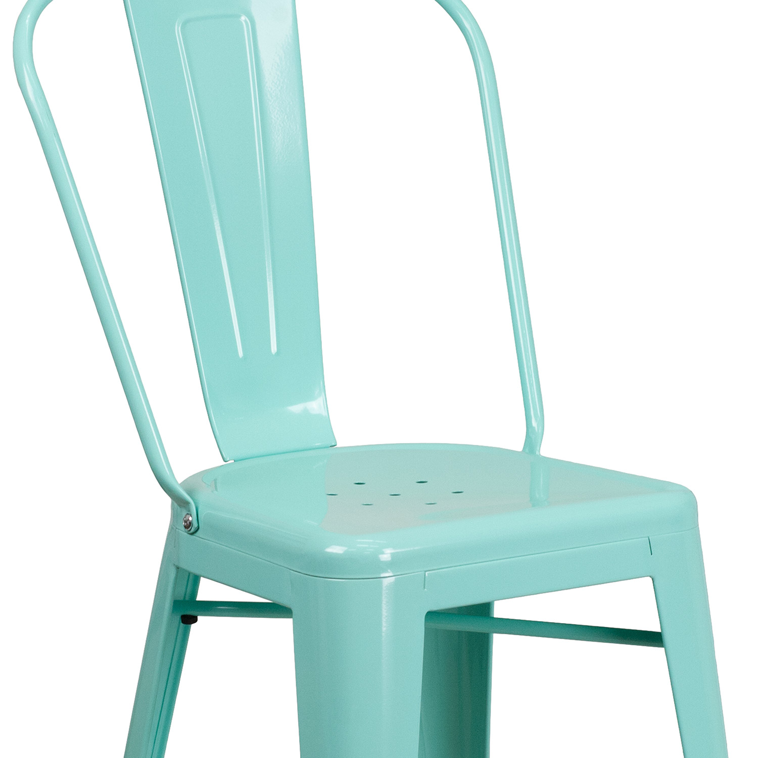 BLNK Carly Commercial Metal Indoor-Outdoor Counter Height Stool - Mint Green