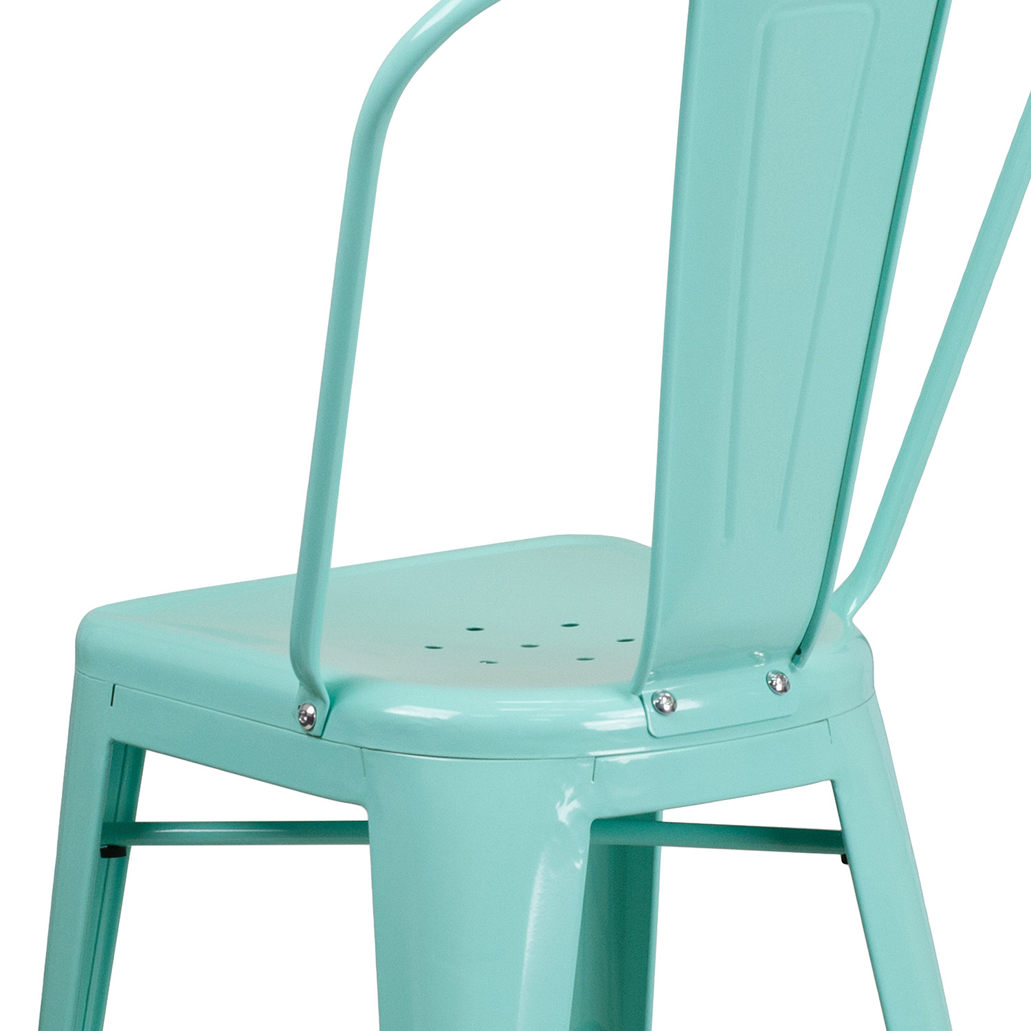 BLNK Carly Commercial Metal Indoor-Outdoor Counter Height Stool - Mint Green