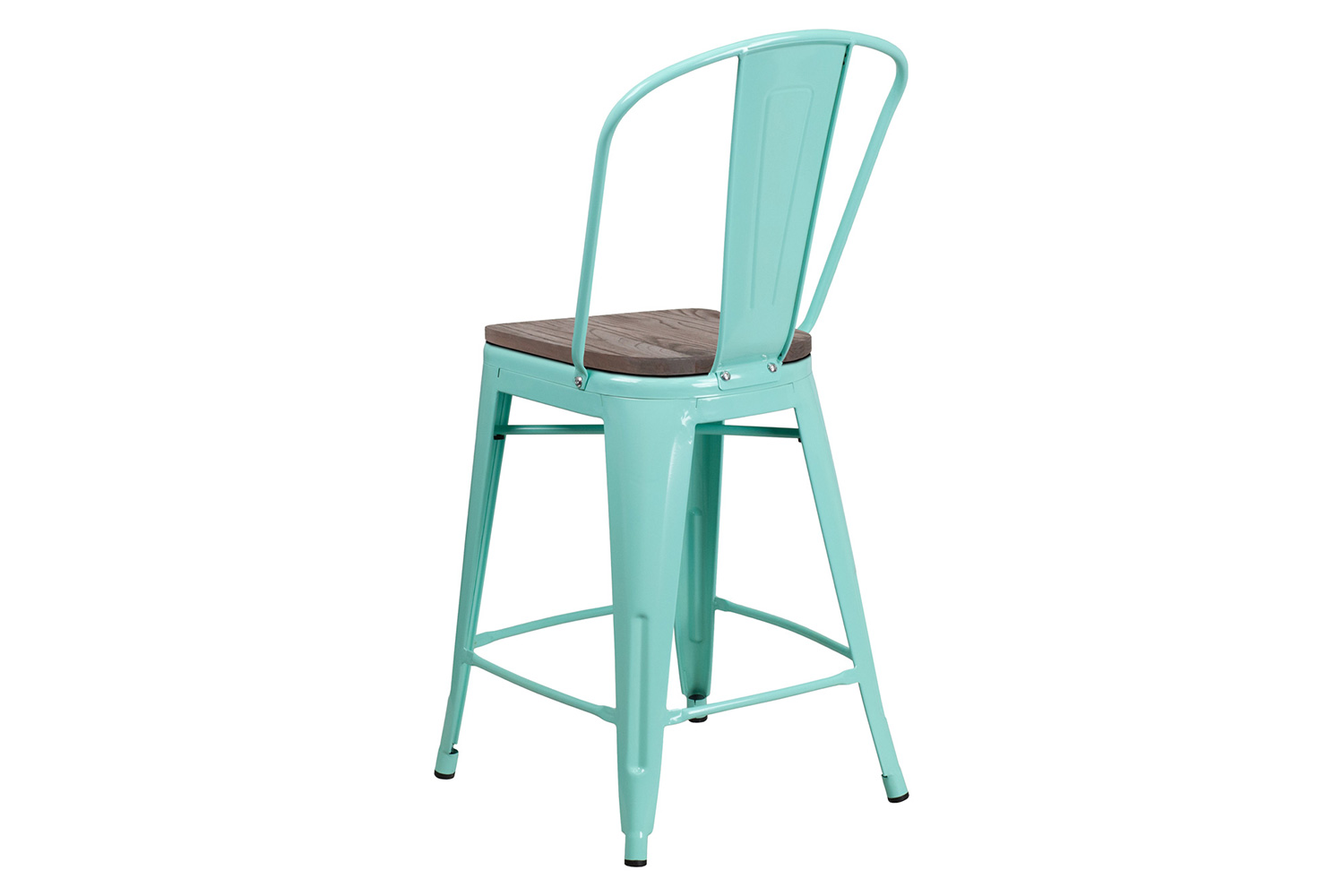 BLNK Carly Metal Counter Height Stool with Wood Seat - Mint Green