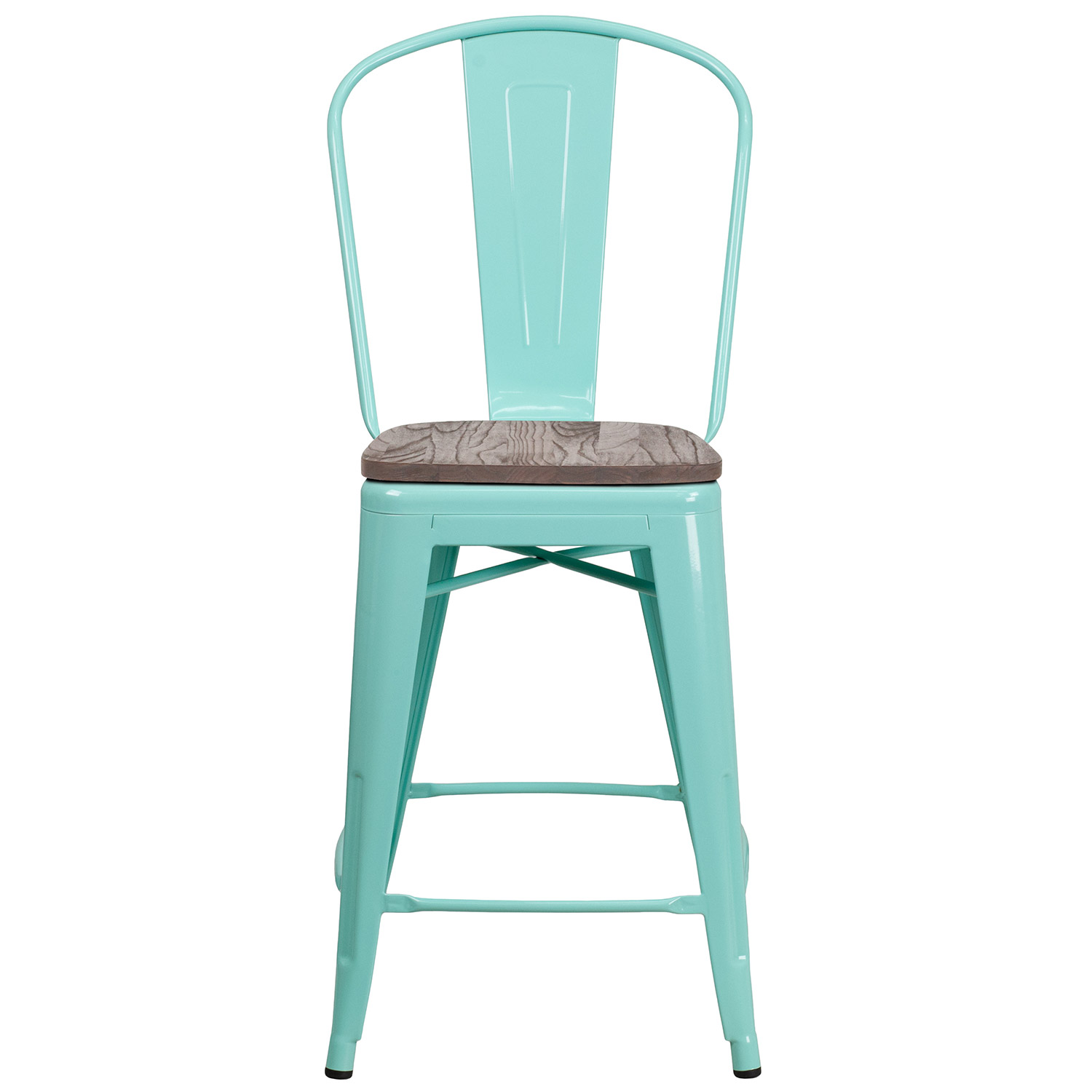 BLNK Carly Metal Counter Height Stool with Wood Seat - Mint Green