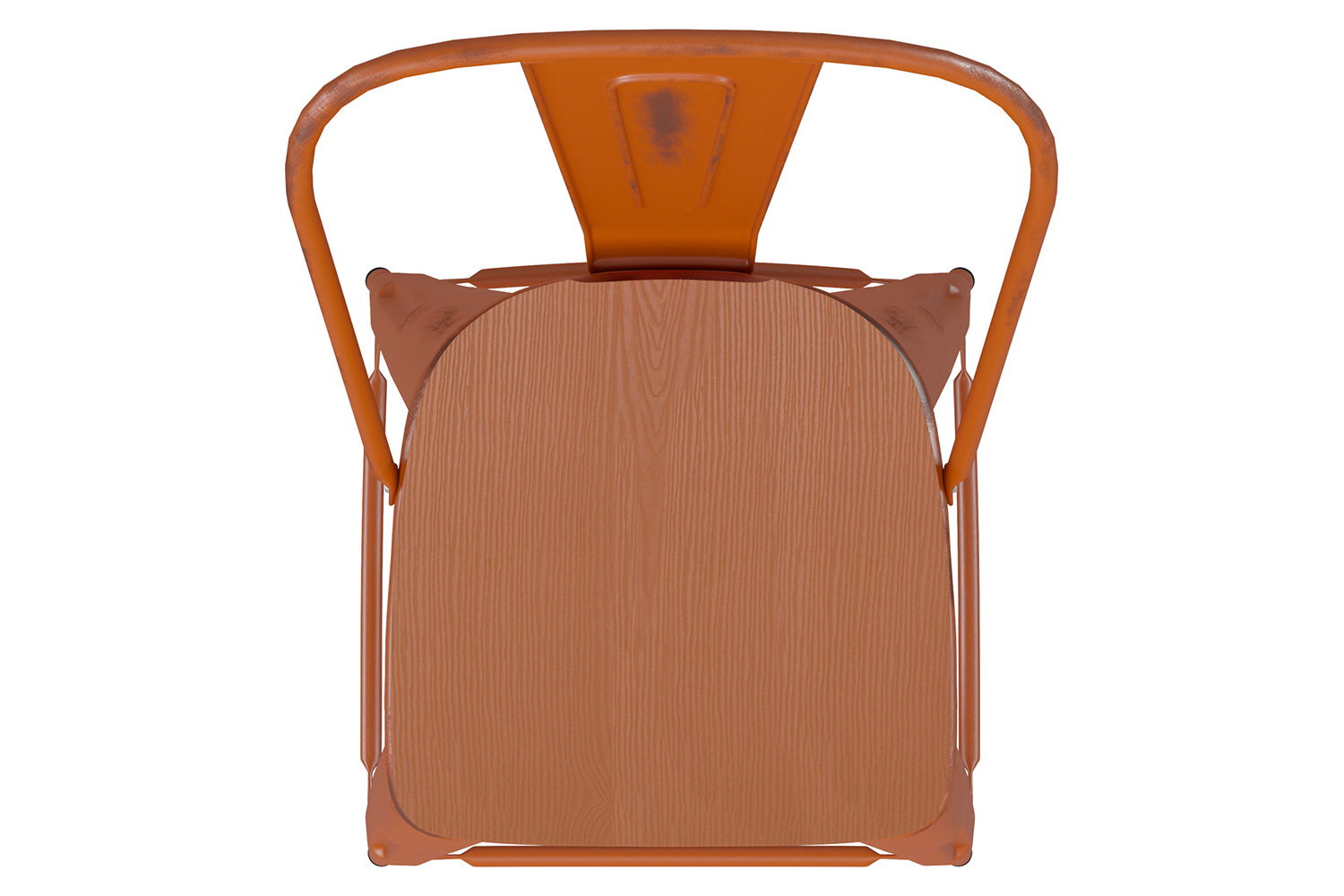 BLNK Carly Commercial Metal Indoor-Outdoor Counter Height Stool with Poly Resin Wood Seat - Orange/Teak