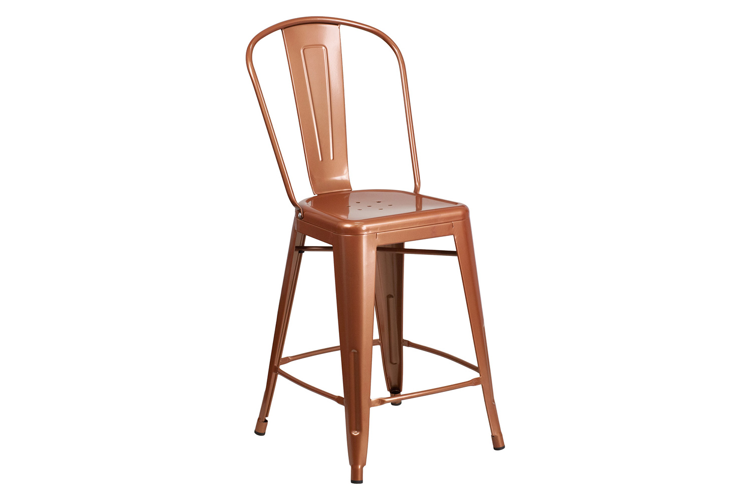 BLNK Carly Commercial Metal Indoor-Outdoor Counter Height Stool - Copper