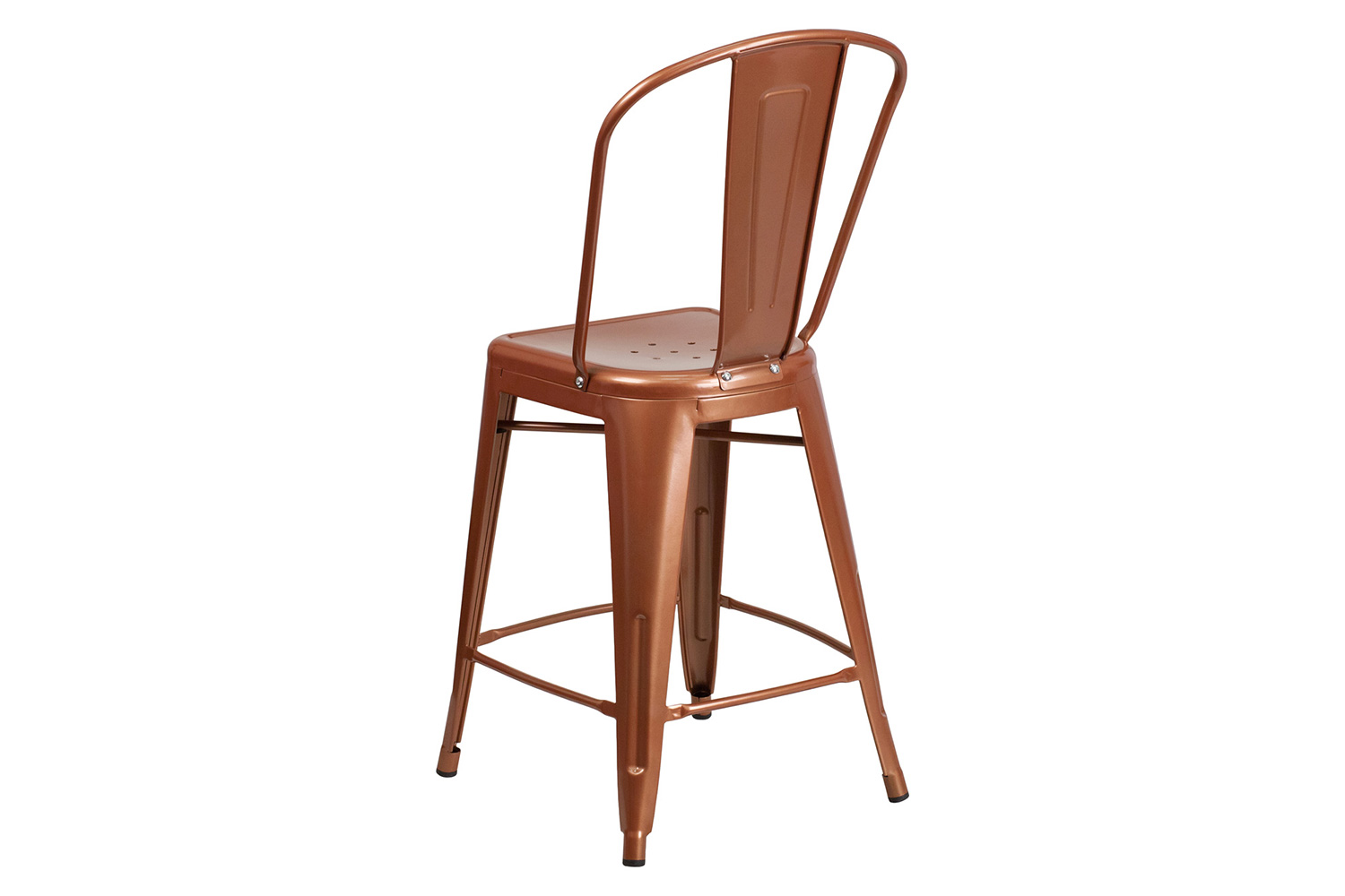 BLNK Carly Commercial Metal Indoor-Outdoor Counter Height Stool - Copper