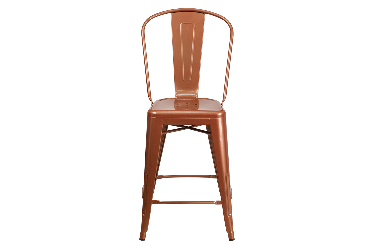 BLNK Carly Commercial Metal Indoor-Outdoor Counter Height Stool - Copper