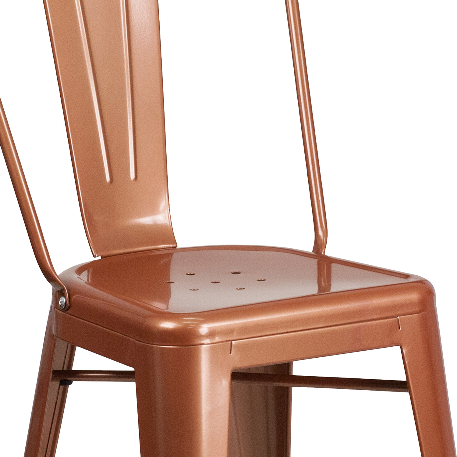 BLNK Carly Commercial Metal Indoor-Outdoor Counter Height Stool - Copper