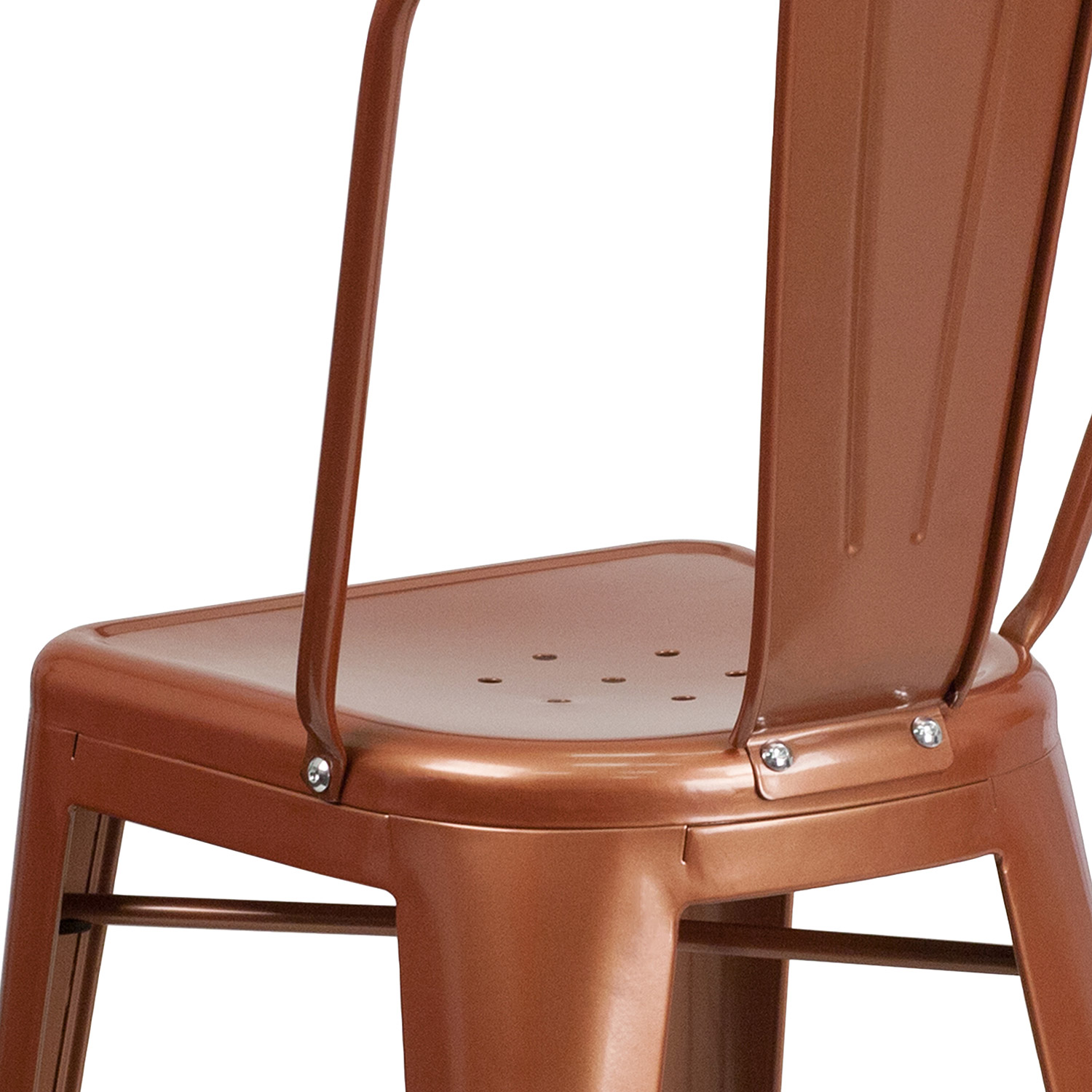 BLNK Carly Commercial Metal Indoor-Outdoor Counter Height Stool - Copper