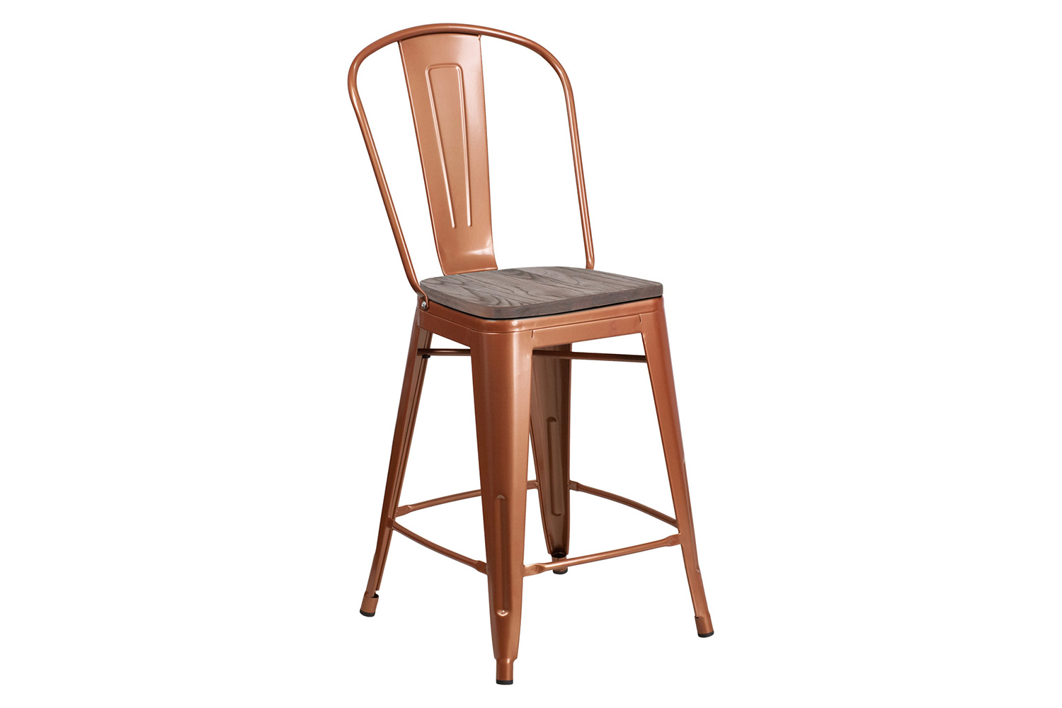 BLNK Carly Metal Counter Height Stool with Wood Seat - Copper