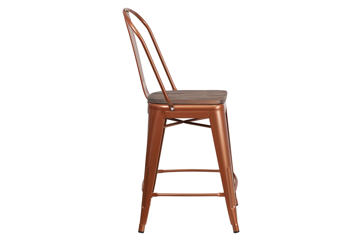 BLNK Carly Metal Counter Height Stool with Wood Seat - Copper