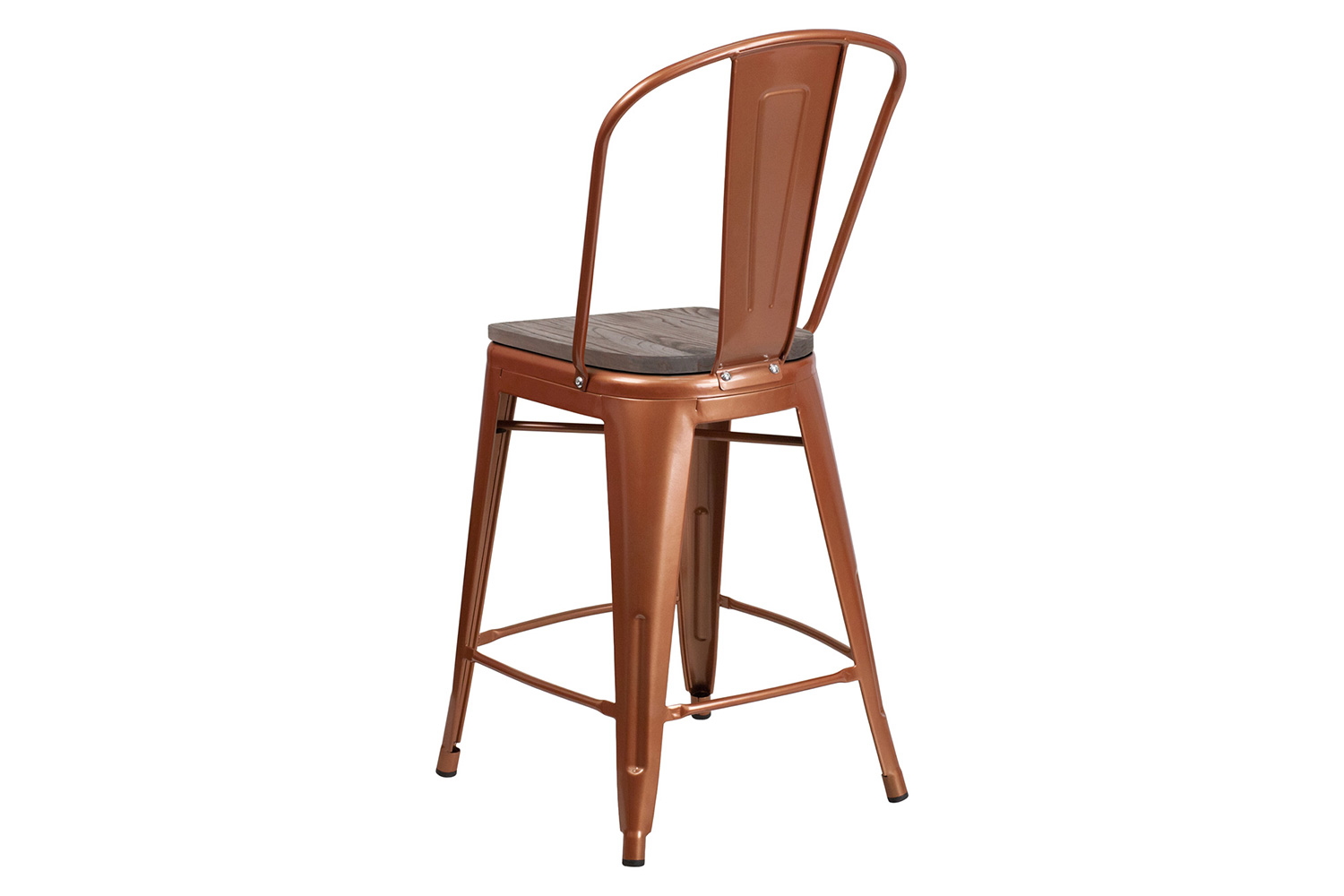 BLNK Carly Metal Counter Height Stool with Wood Seat - Copper