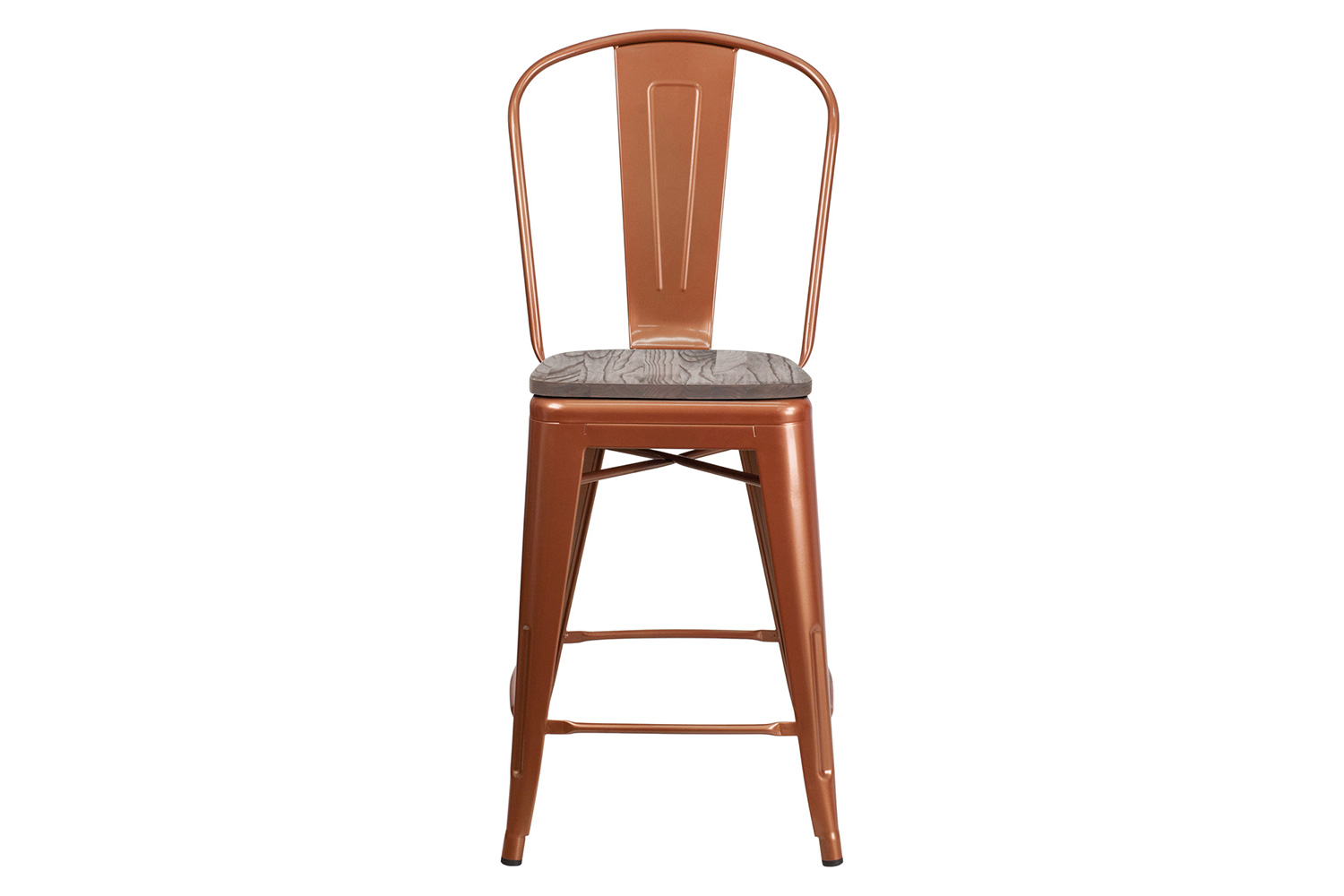 BLNK Carly Metal Counter Height Stool with Wood Seat - Copper