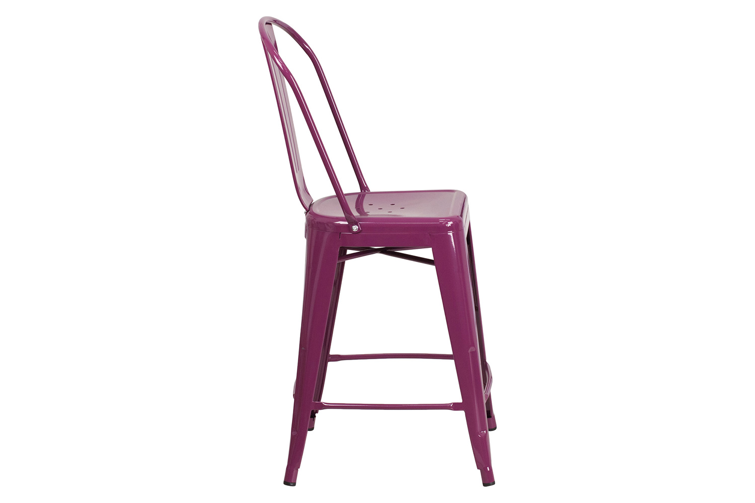 BLNK Carly Commercial Metal Indoor-Outdoor Counter Height Stool - Purple