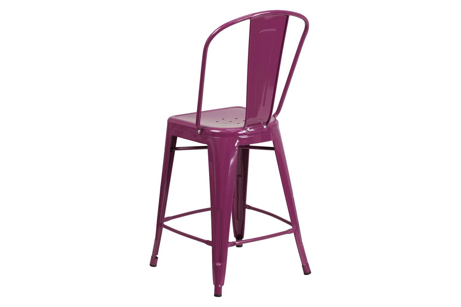 BLNK Carly Commercial Metal Indoor-Outdoor Counter Height Stool - Purple