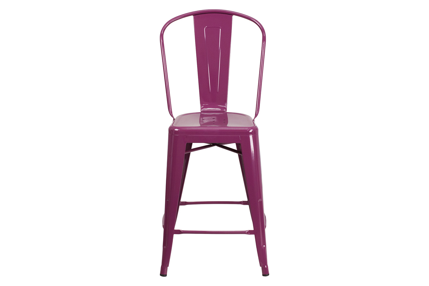 BLNK Carly Commercial Metal Indoor-Outdoor Counter Height Stool - Purple