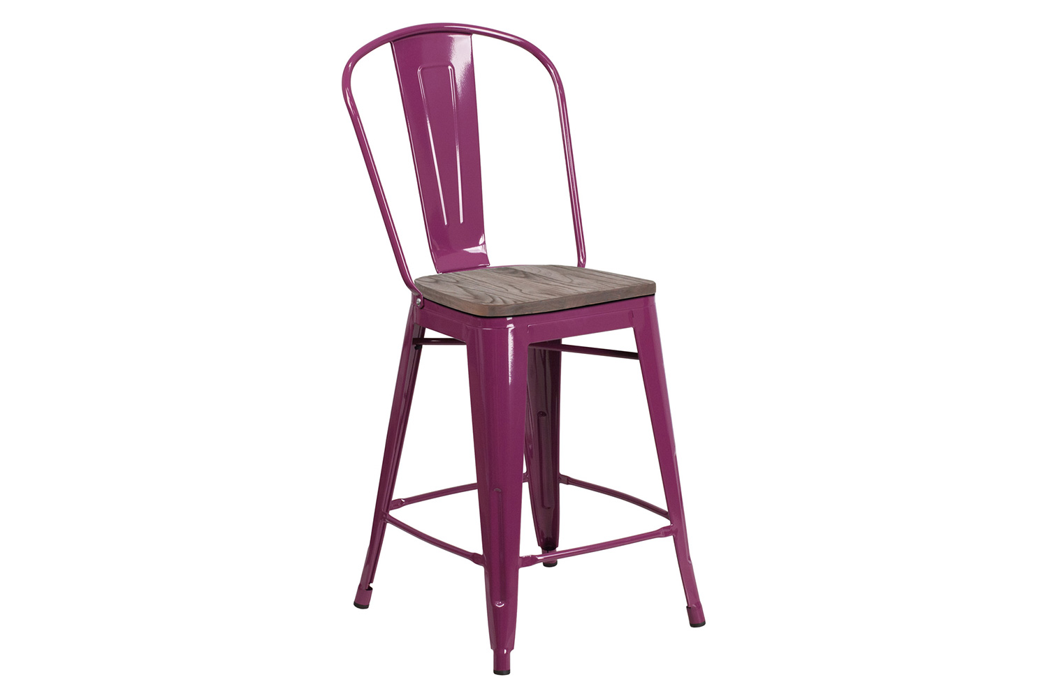 BLNK Carly Metal Counter Height Stool with Wood Seat