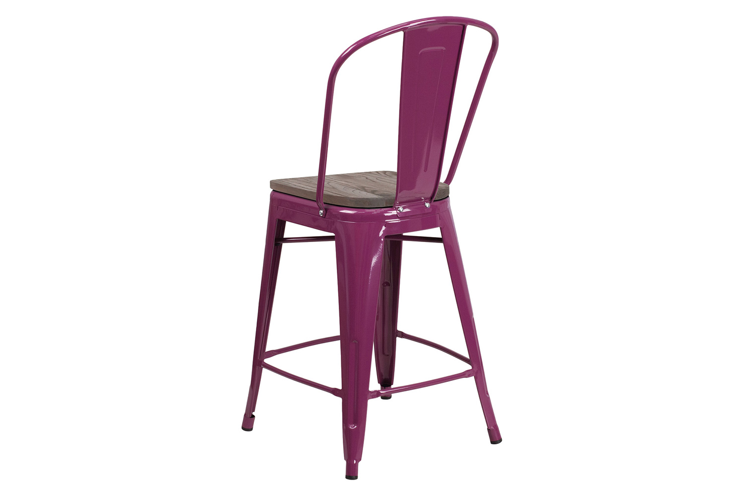 BLNK Carly Metal Counter Height Stool with Wood Seat - Purple