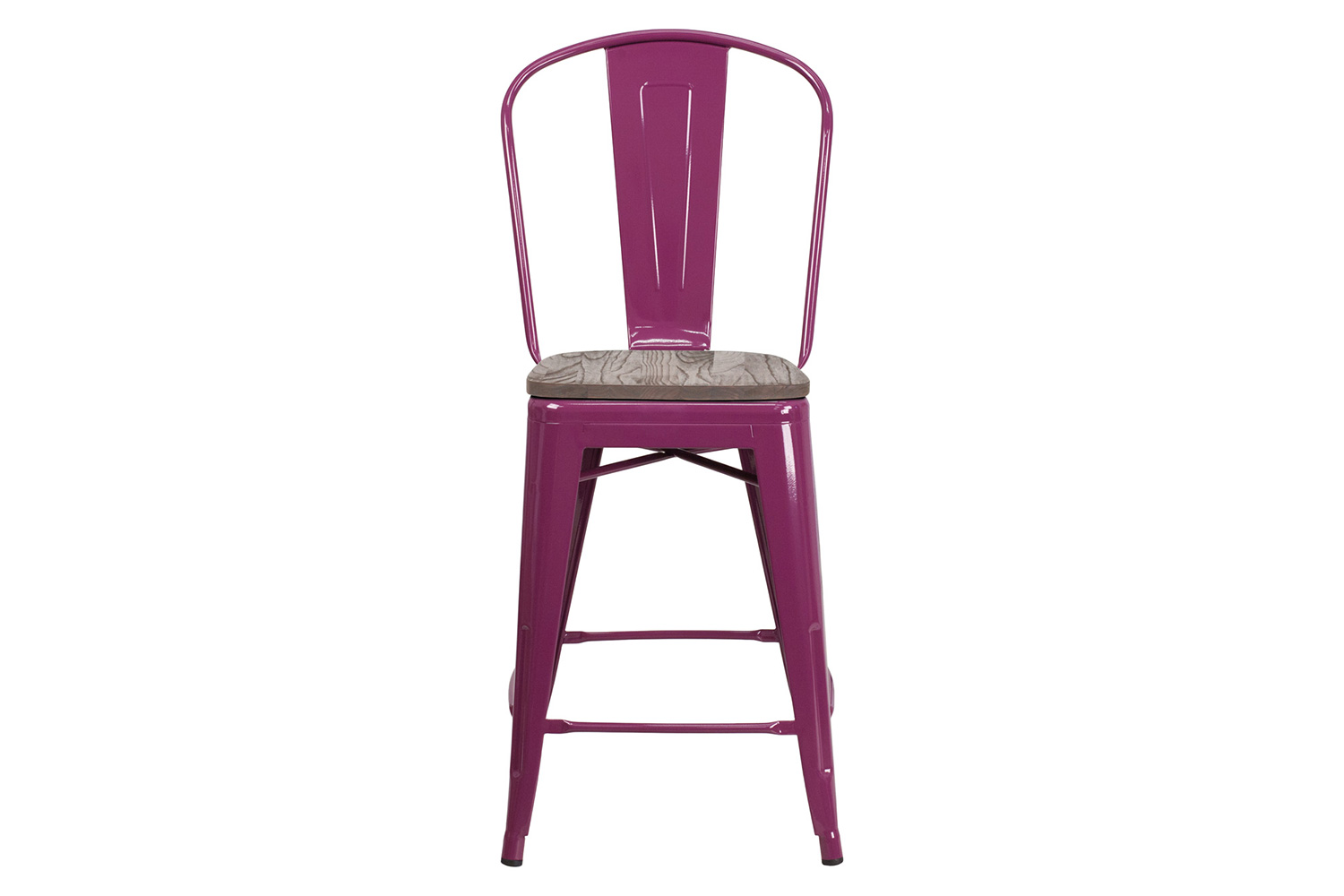 BLNK Carly Metal Counter Height Stool with Wood Seat - Purple