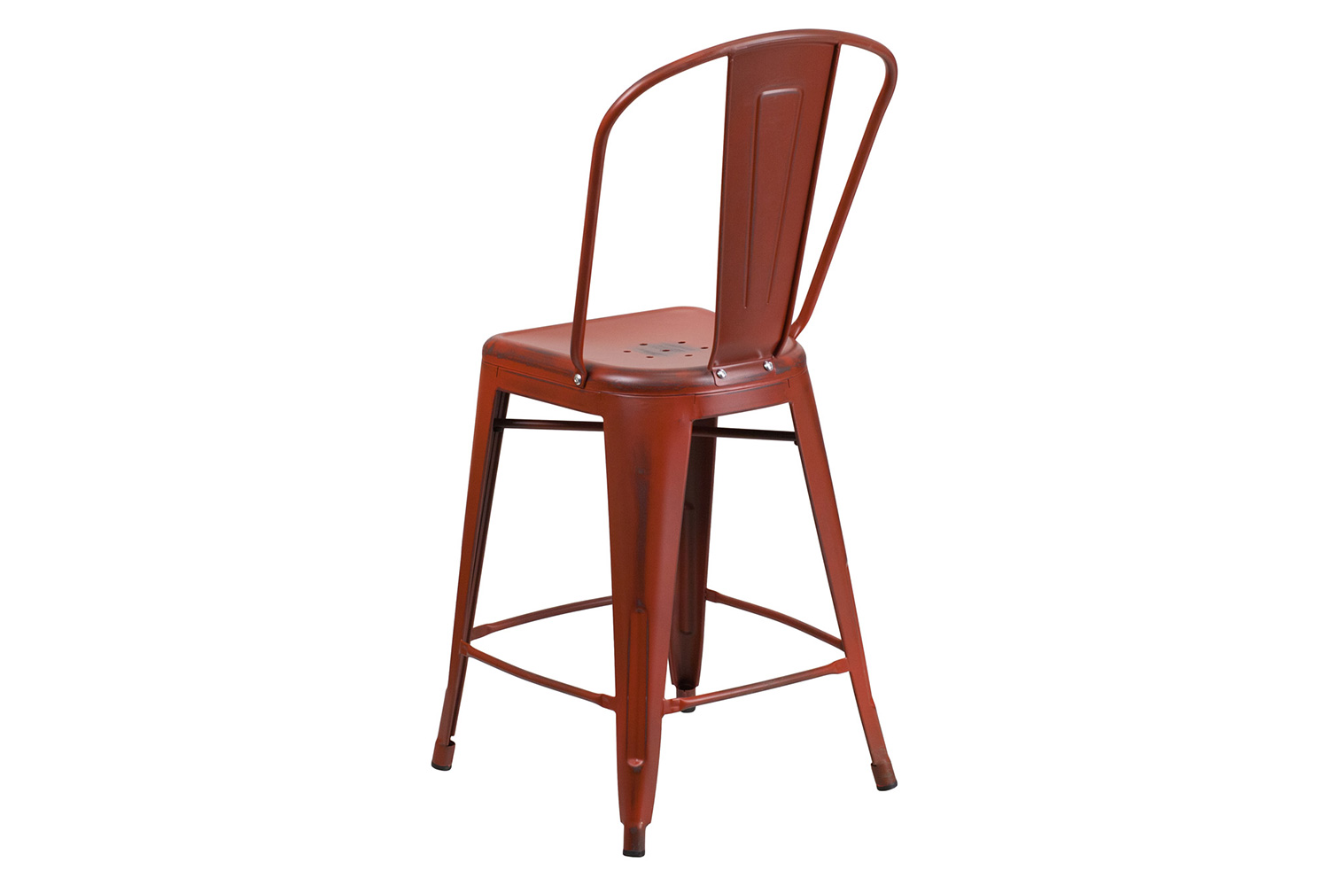 BLNK™ Carly Commercial Metal Distressed Indoor-Outdoor Counter Height Stool - Kelly Red