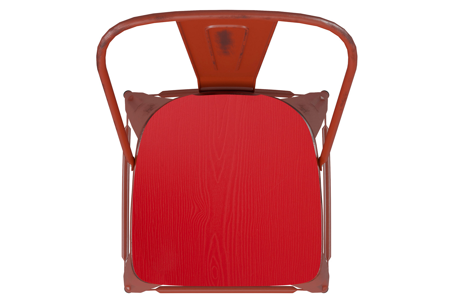 BLNK Carly Commercial Metal Indoor-Outdoor Counter Height Stool with Poly Resin Wood Seat - Kelly Red/Red