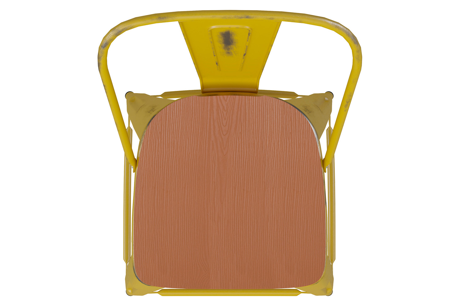 BLNK Carly Commercial Metal Indoor-Outdoor Counter Height Stool with Poly Resin Wood Seat - Yellow/Teak