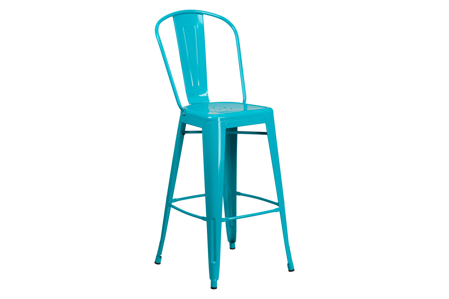 BLNK Cindy Commercial Metal Indoor-Outdoor Bar Stool with Back - Crystal