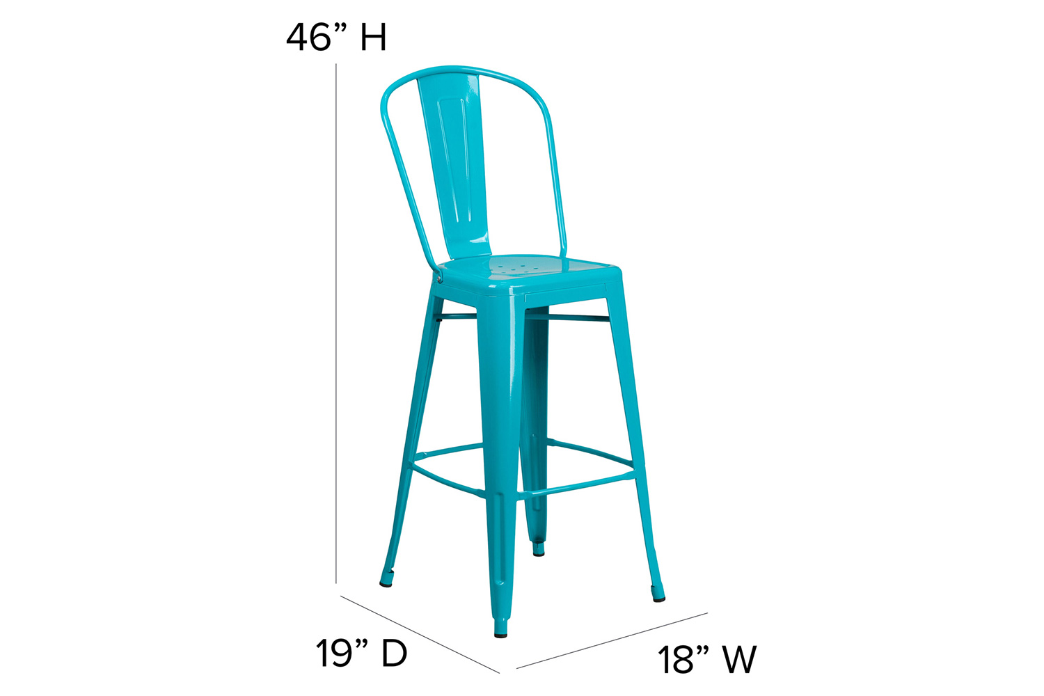 BLNK Cindy Commercial Metal Indoor-Outdoor Bar Stool with Back - Crystal