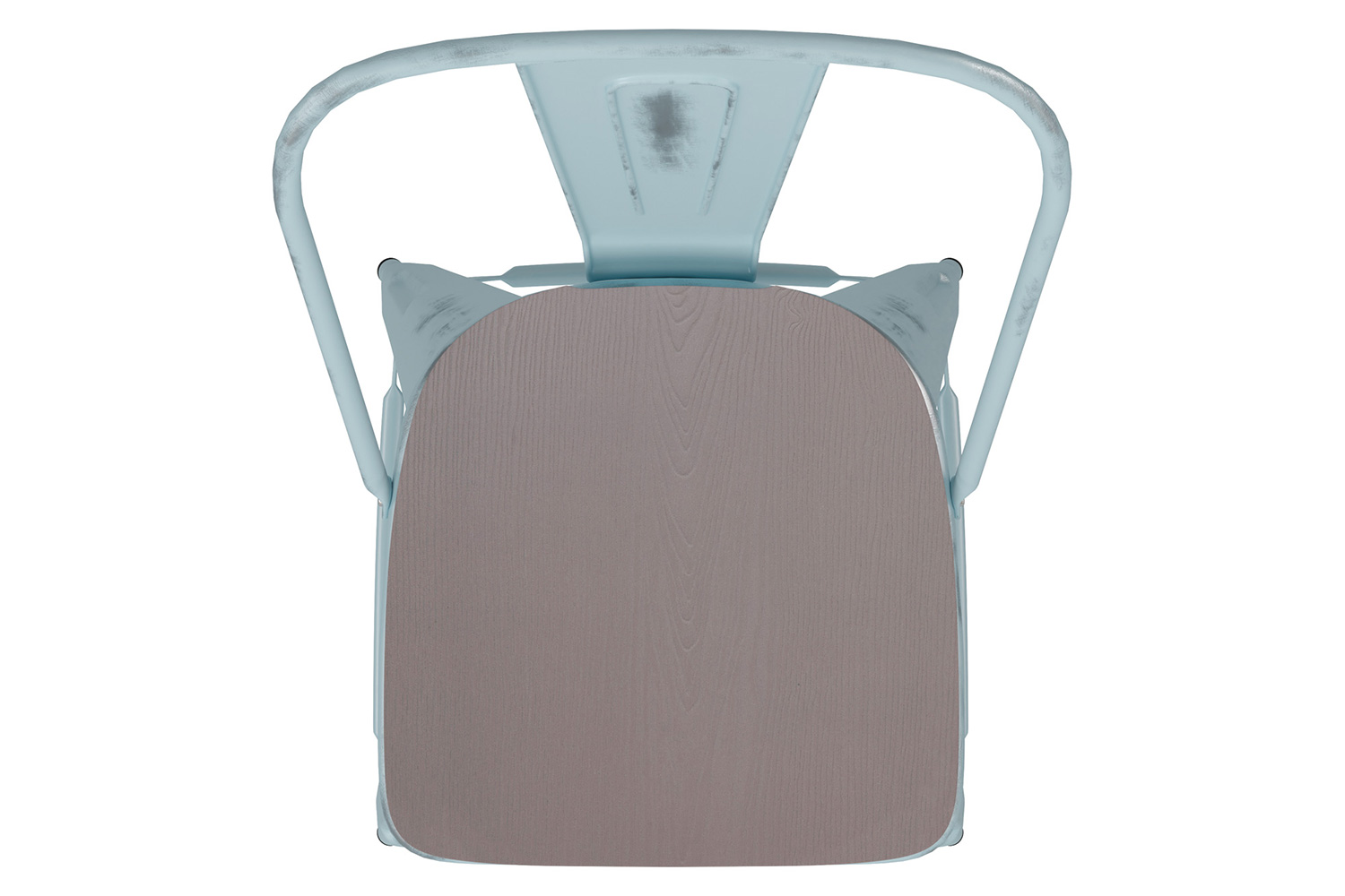 BLNK Carly Commercial Metal Indoor-Outdoor Bar Stool with Back with Poly Resin Wood Seat - Green-Blue/Gray