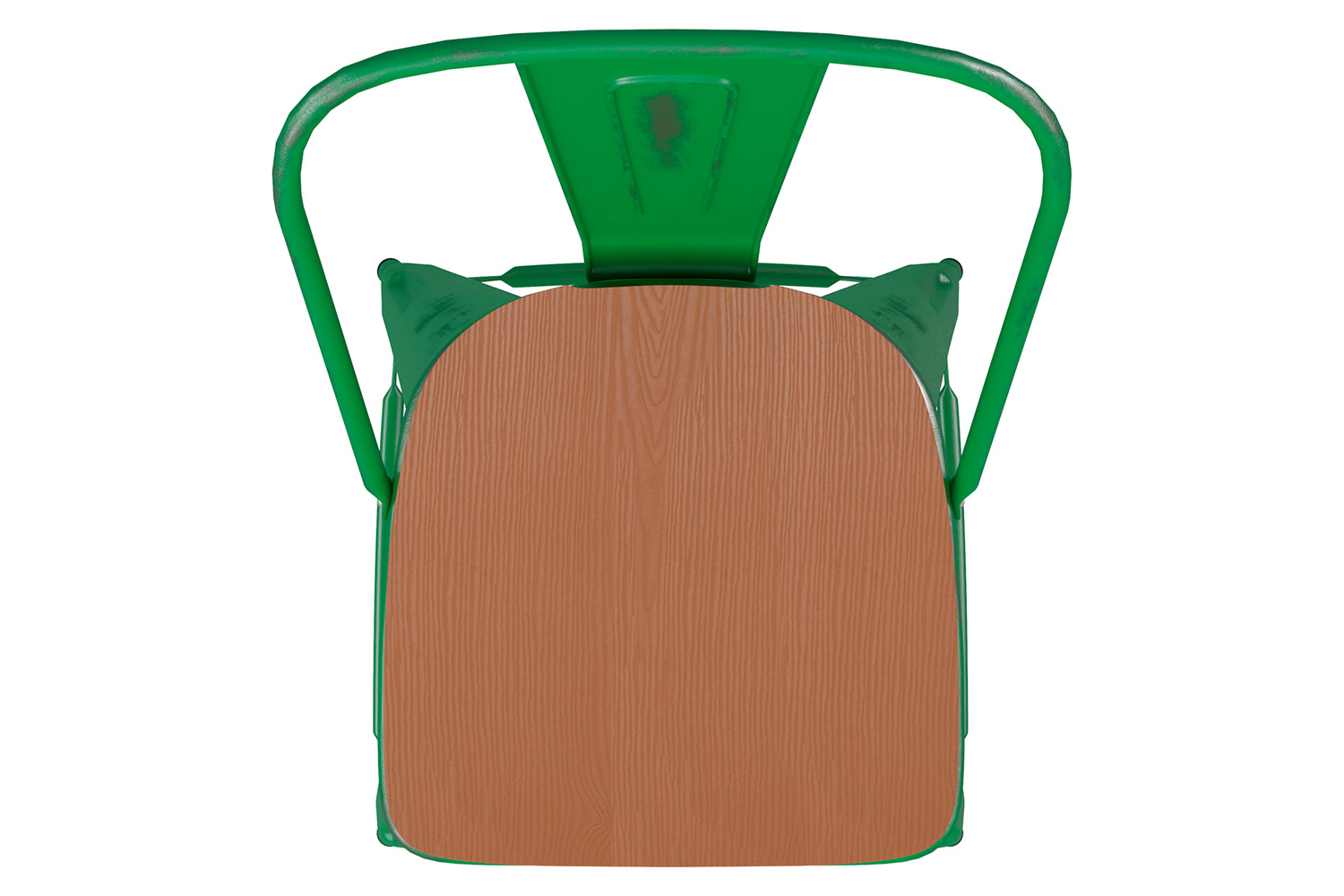 BLNK™ Carly Commercial Metal Indoor-Outdoor Bar Stool with Back with Poly Resin Wood Seat - Green/Teak