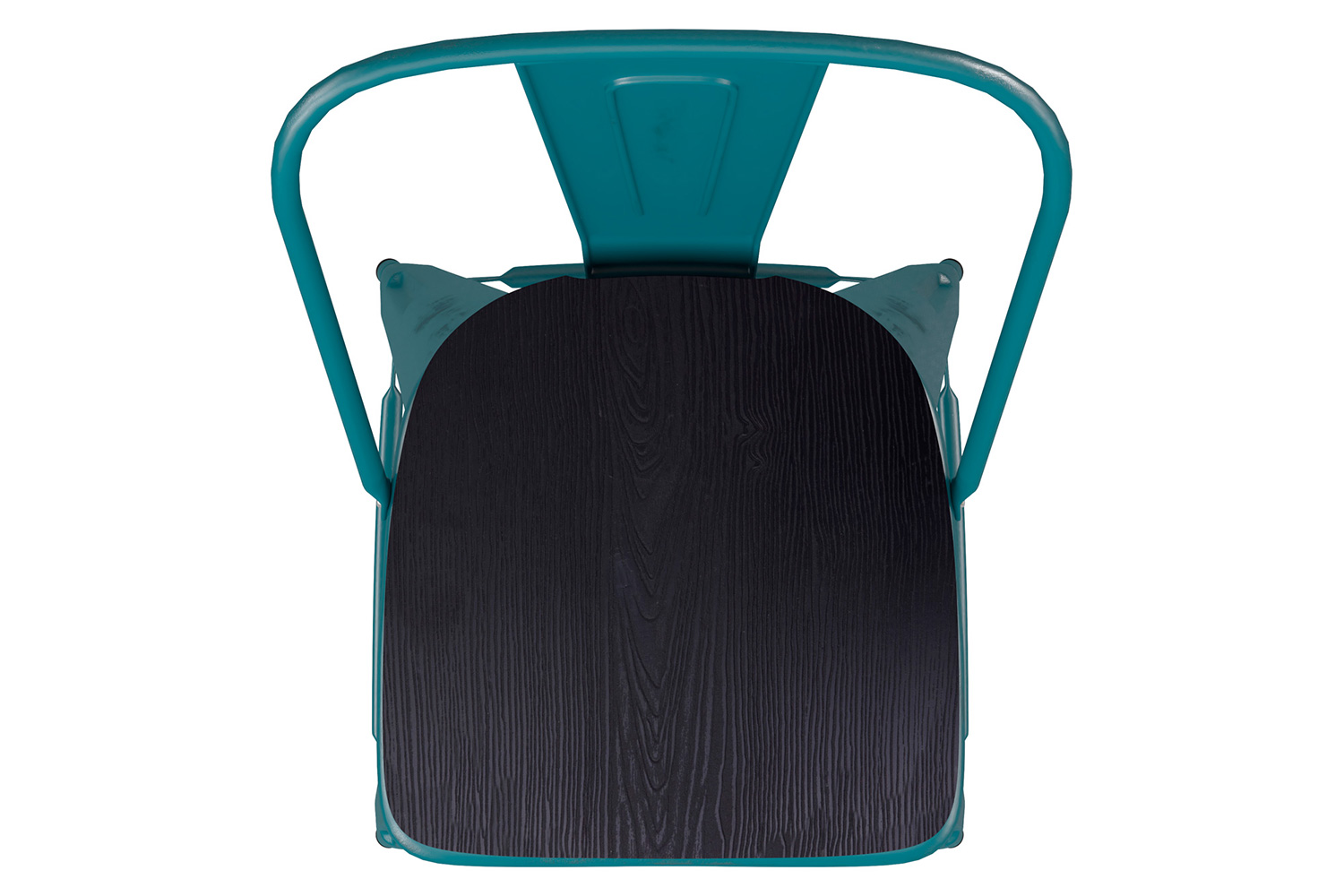 BLNK Carly Commercial Metal Indoor-Outdoor Bar Stool with Back with Poly Resin Wood Seat - Kelly Blue-Teal/Black