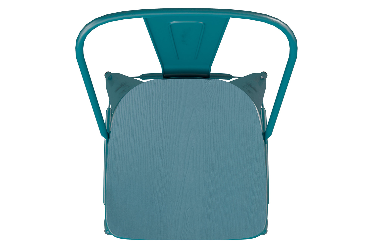 BLNK Carly Commercial Metal Indoor-Outdoor Bar Stool with Back with Poly Resin Wood Seat - Kelly Blue-Teal/Teal Blue