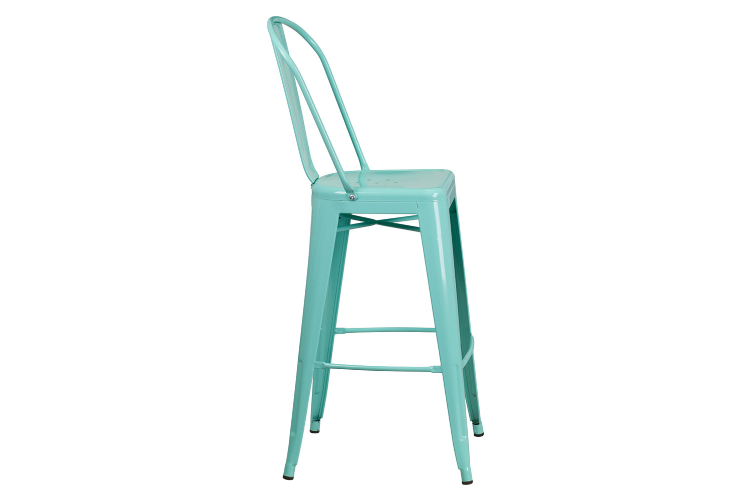 BLNK Cindy Commercial Metal Indoor-Outdoor Bar Stool with Back - Mint Green