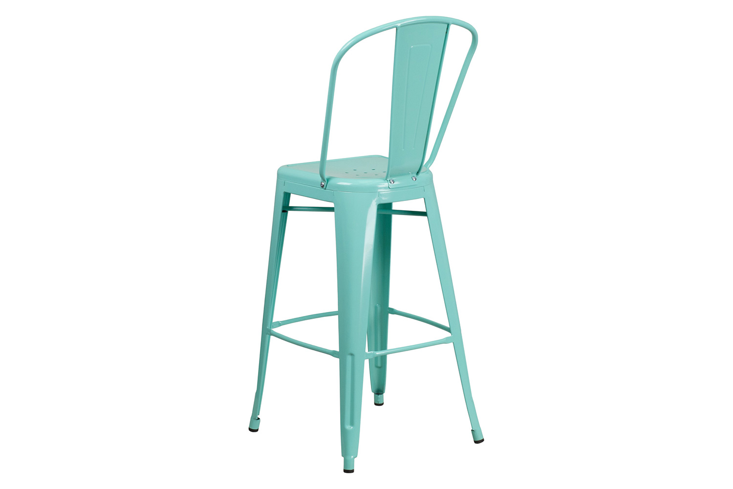 BLNK Cindy Commercial Metal Indoor-Outdoor Bar Stool with Back - Mint Green