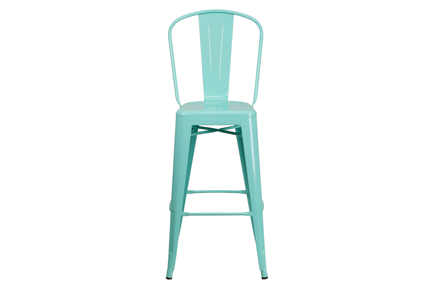 BLNK Cindy Commercial Metal Indoor-Outdoor Bar Stool with Back - Mint Green