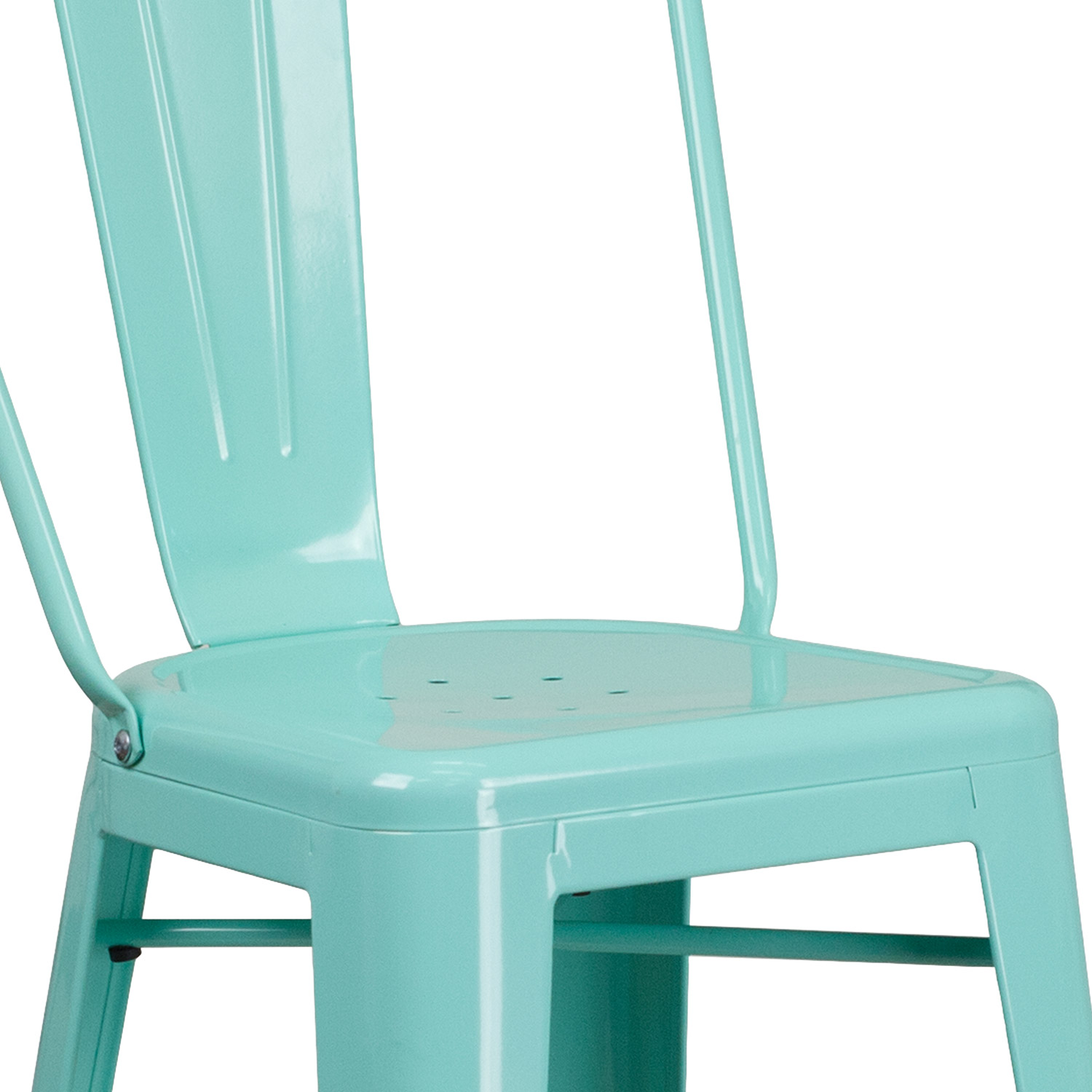 BLNK Cindy Commercial Metal Indoor-Outdoor Bar Stool with Back - Mint Green